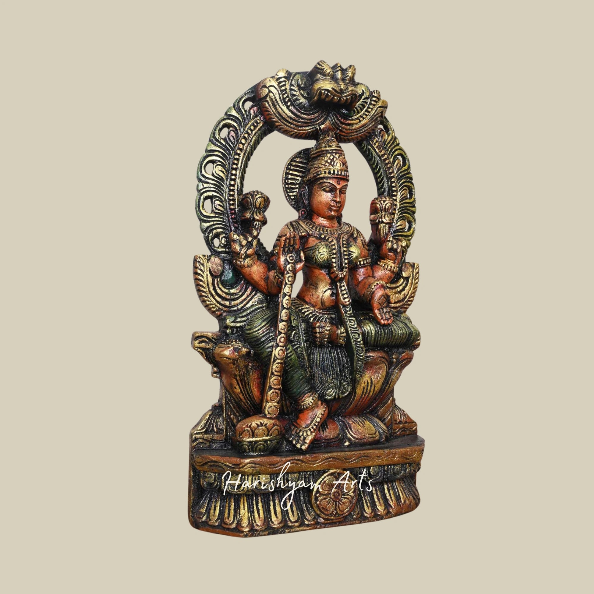 18" Lakshmi Maa Wooden Figurine for Home, Divine and Graceful4