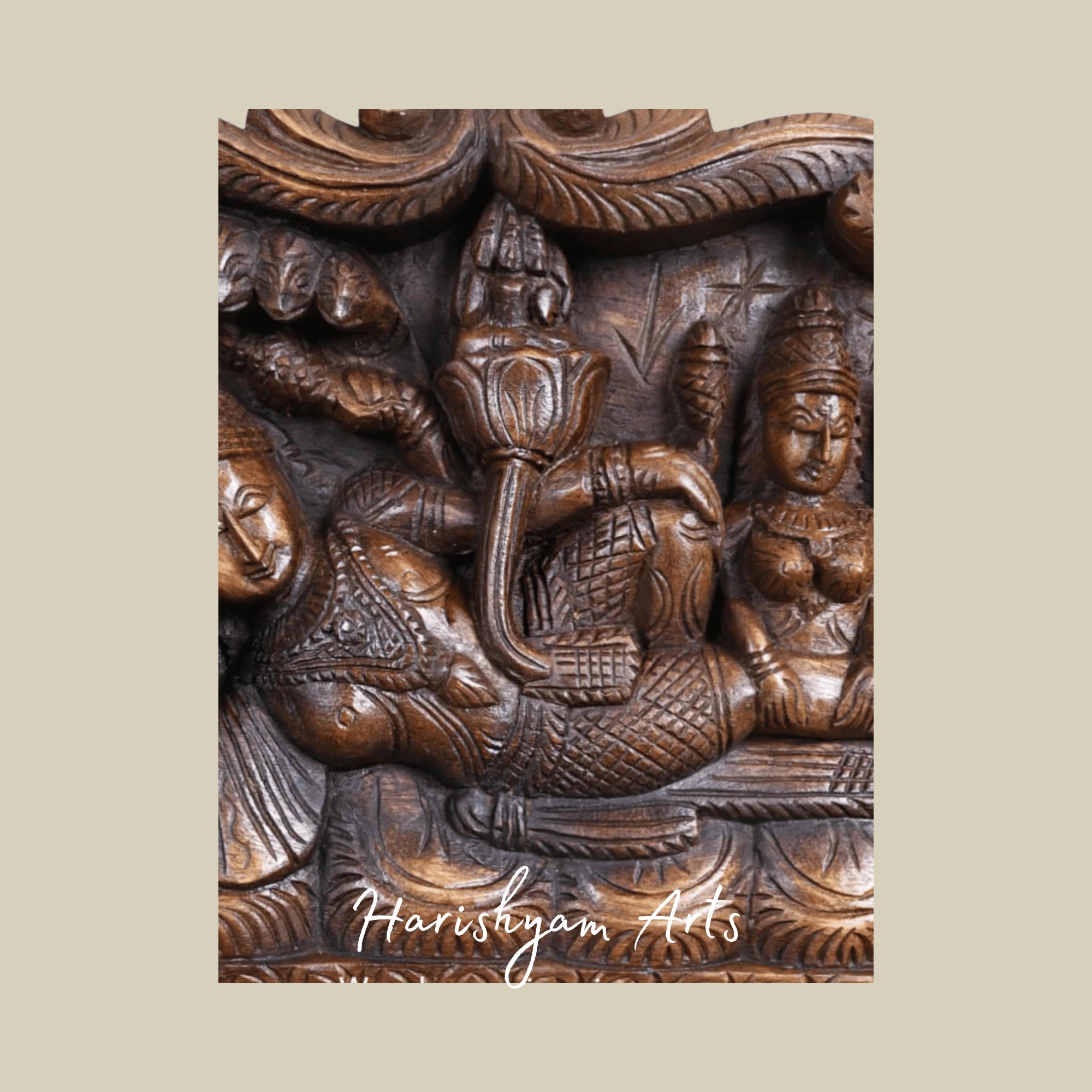 18" Lord Padmanabhaswamy Reclining on Adisesha with Goddess Mahalakshmi Panel