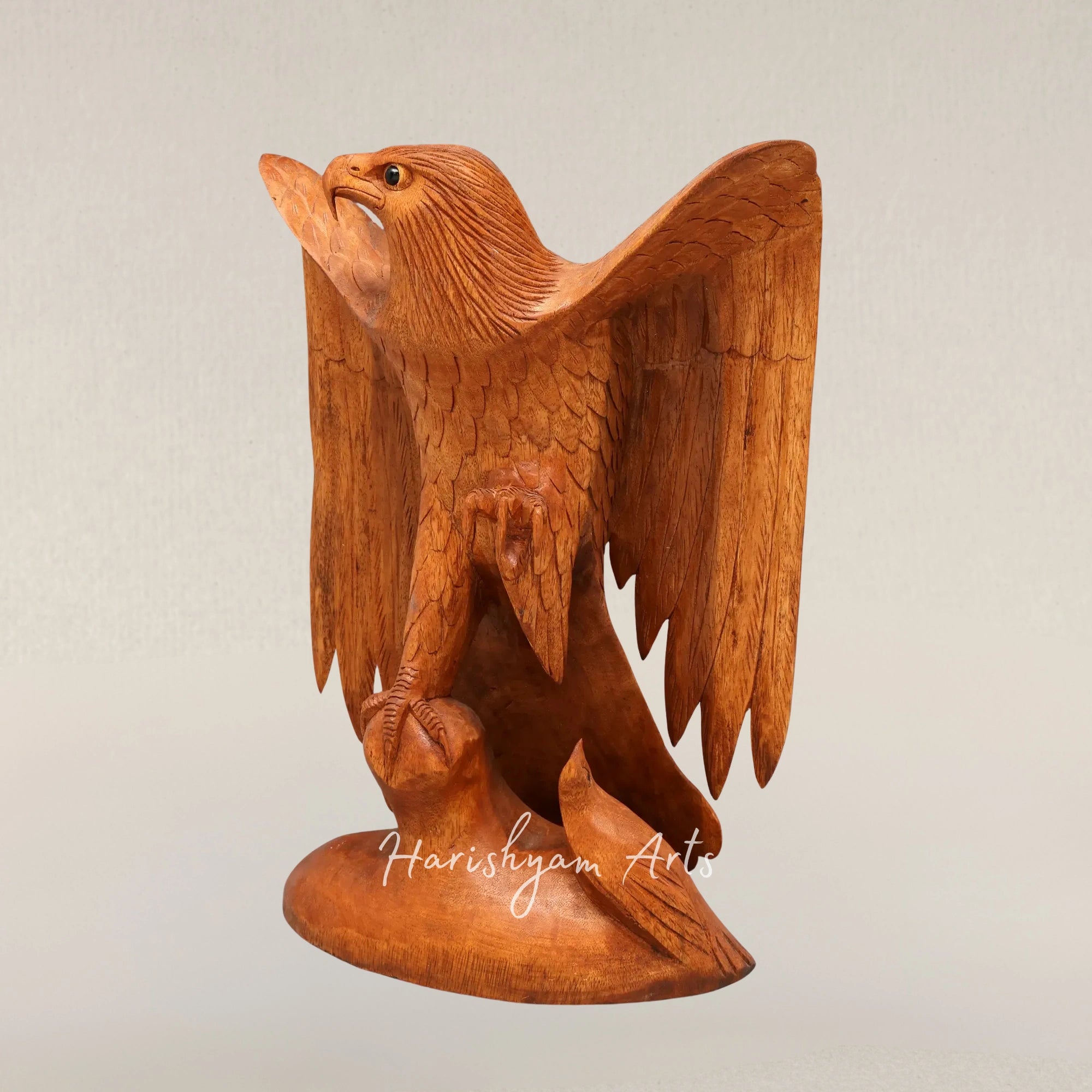 18" Majestic Eagle Wood Carving Artistic Statue for Rustic Home Interiors