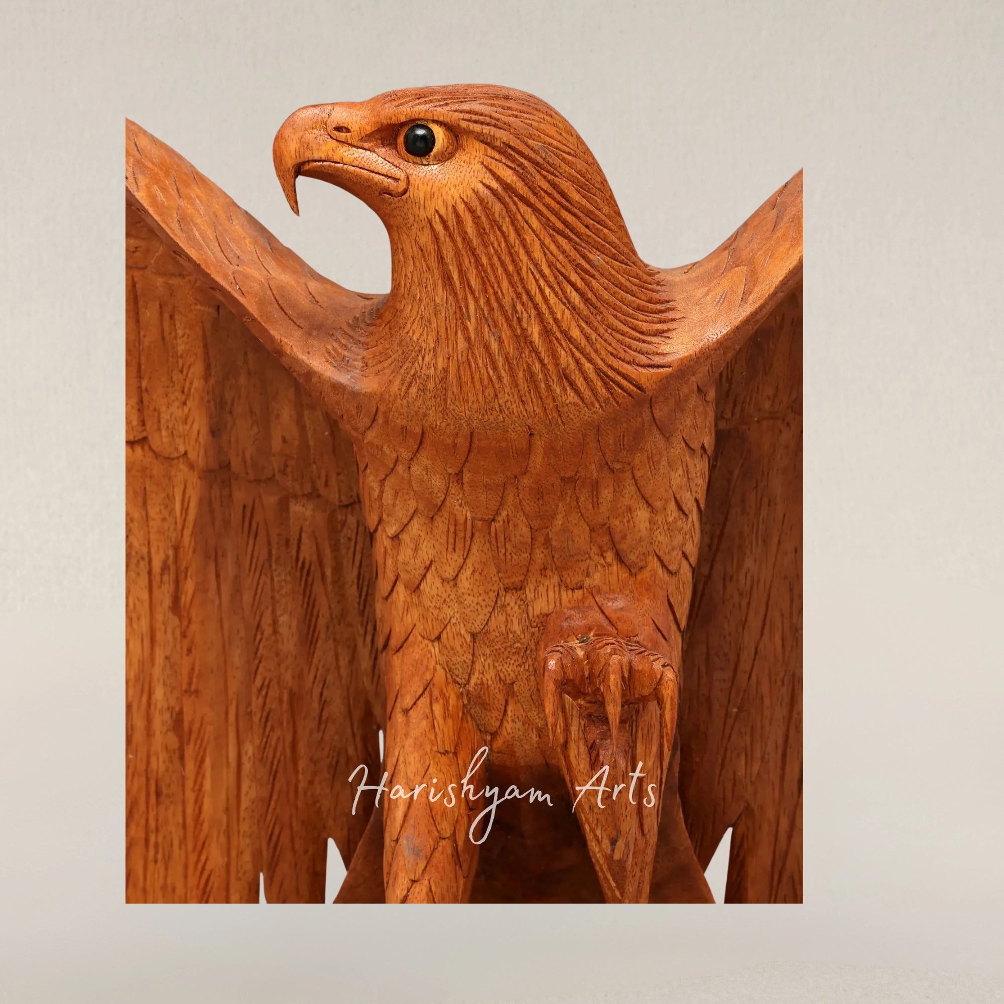 18" Majestic Eagle Wood Carving Artistic Statue for Rustic Home Interiors
