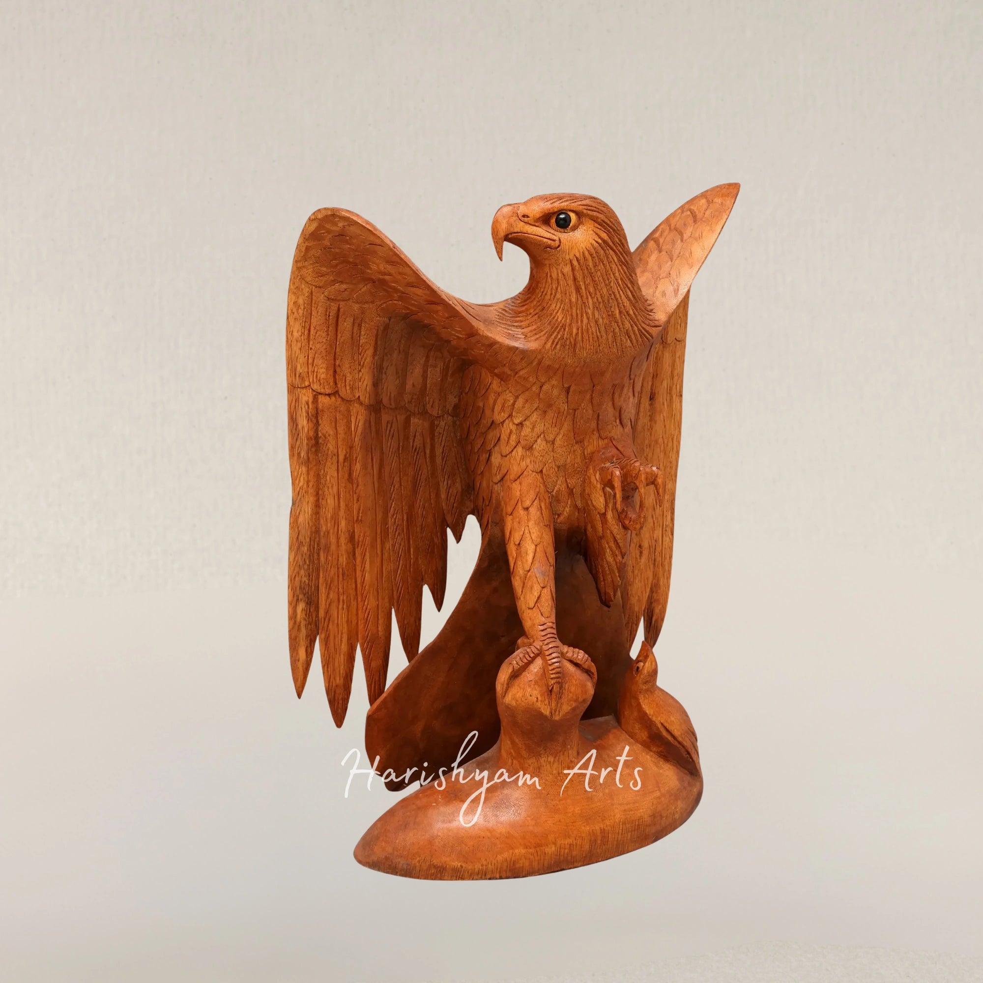 18" Majestic Eagle Wood Carving Artistic Statue for Rustic Home Interiors