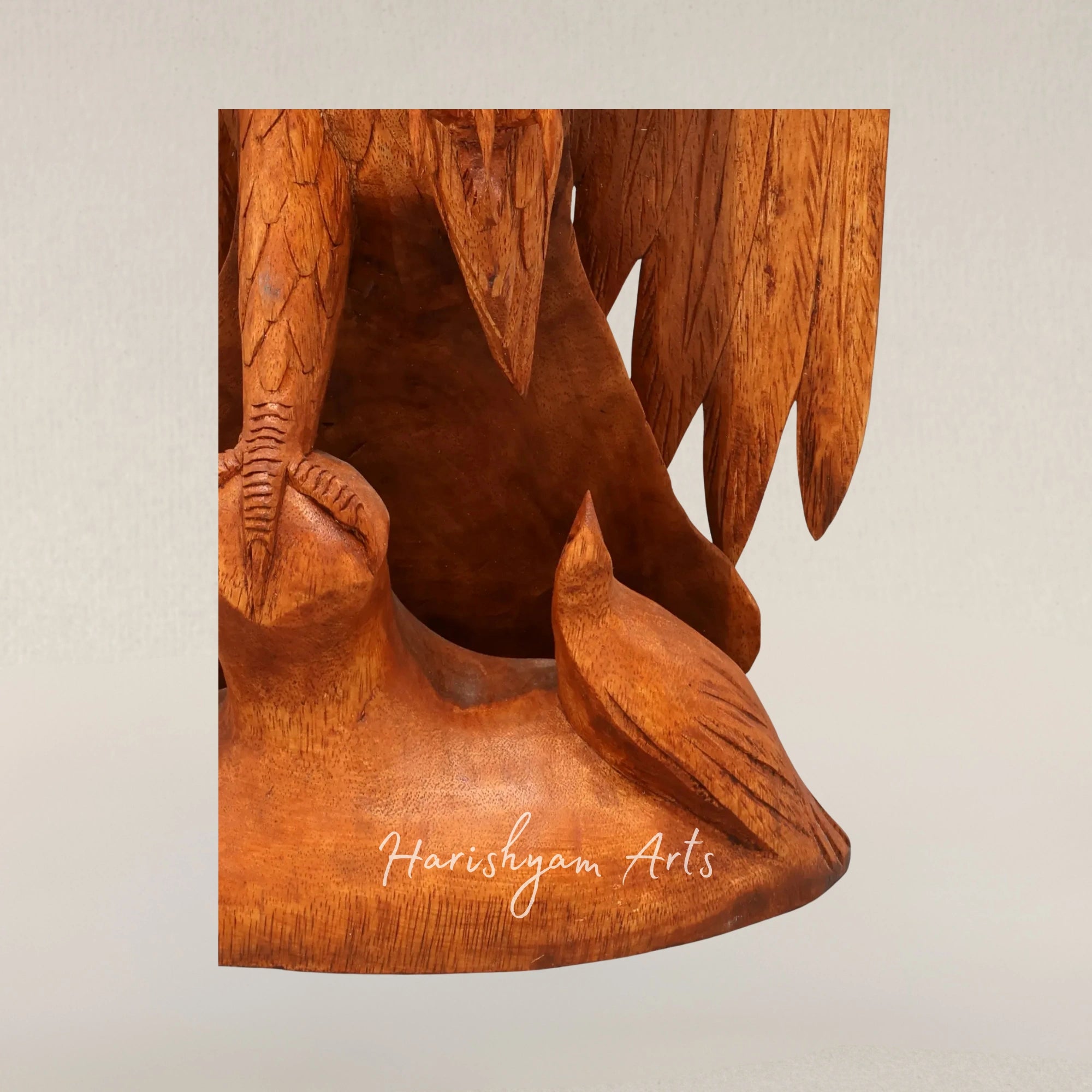 18" Majestic Eagle Wood Carving Artistic Statue for Rustic Home Interiors