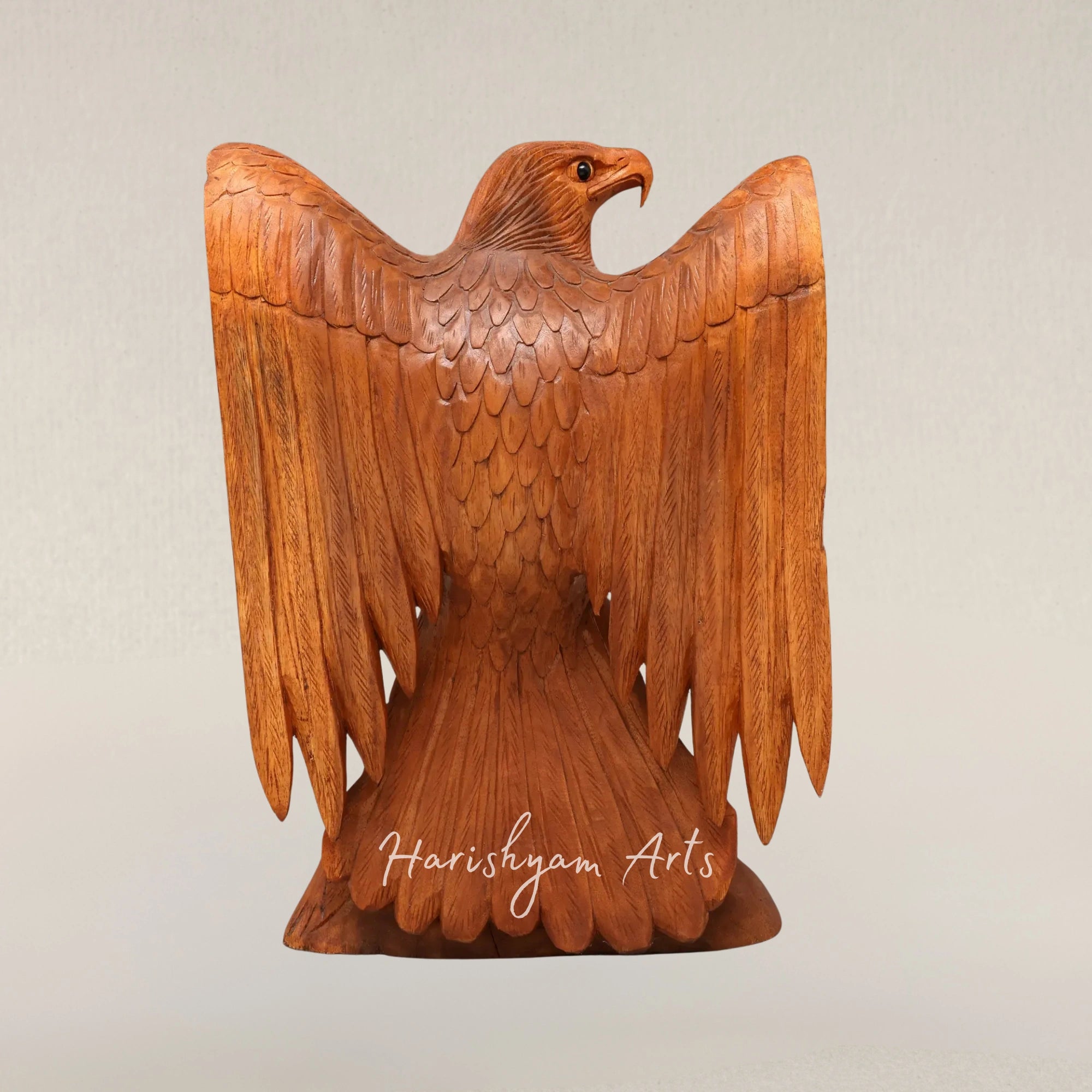 18" Majestic Eagle Wood Carving Artistic Statue for Rustic Home Interiors