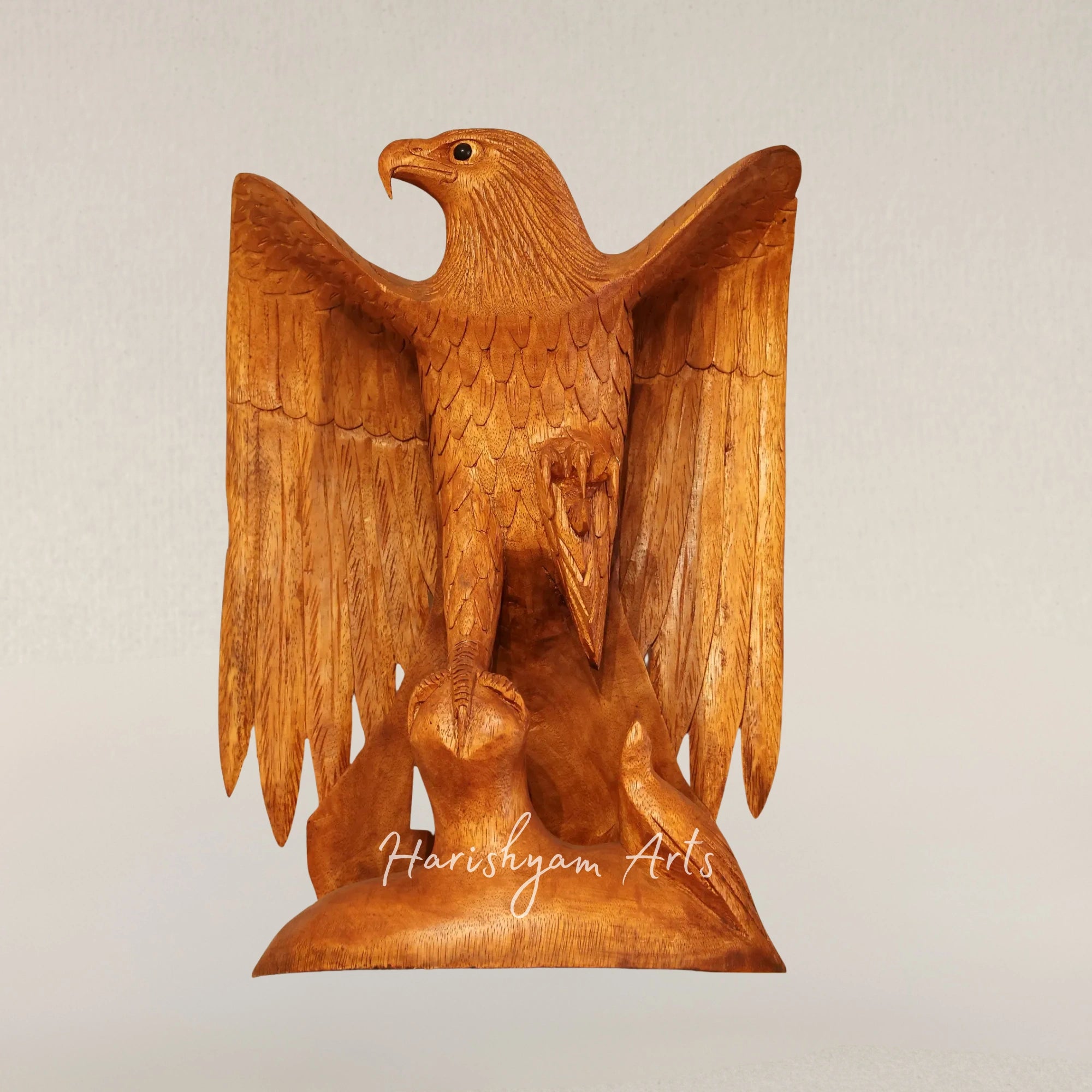 18" Majestic Eagle Wood Carving Artistic Statue for Rustic Home Interi
