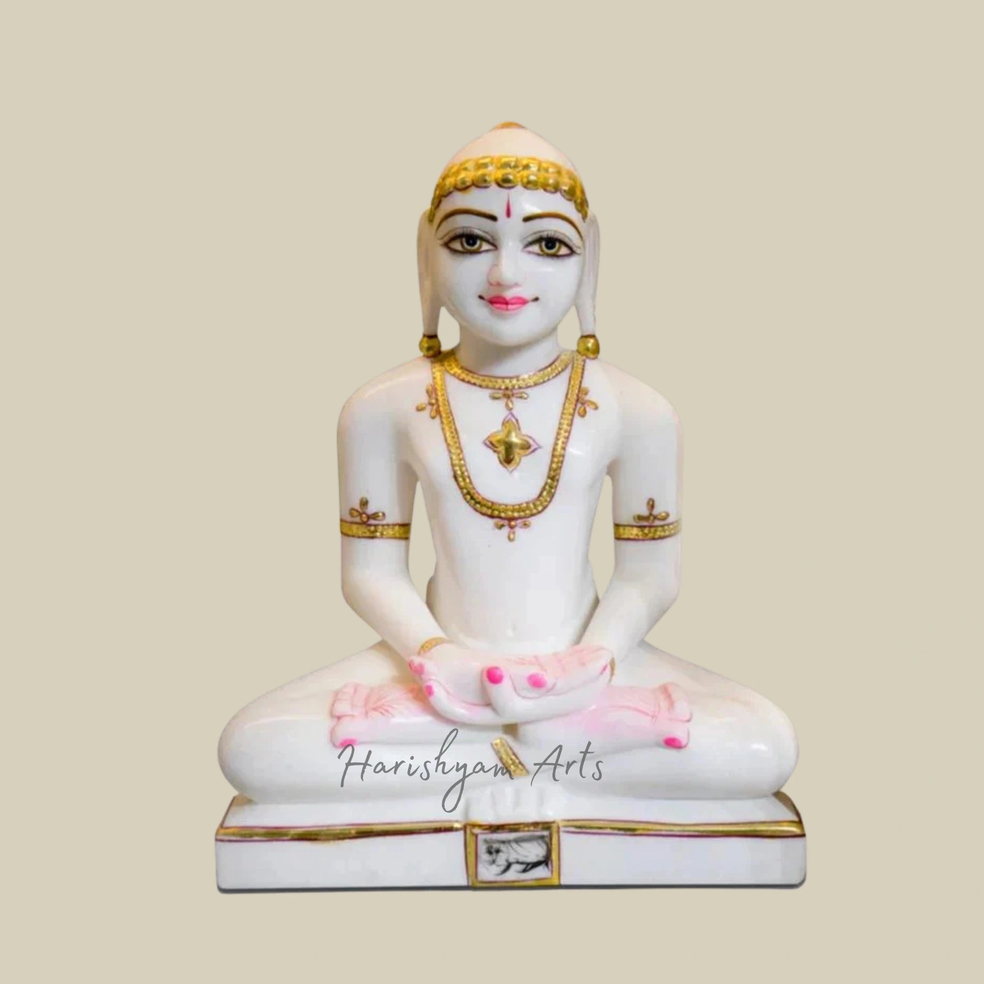 18" Marble Jain Mahaveer Swami Sculpture for Spiritual Spaces1