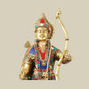 18" Multicolor Stonework Lord Ram Idol in Pure Brass for Temple Decor