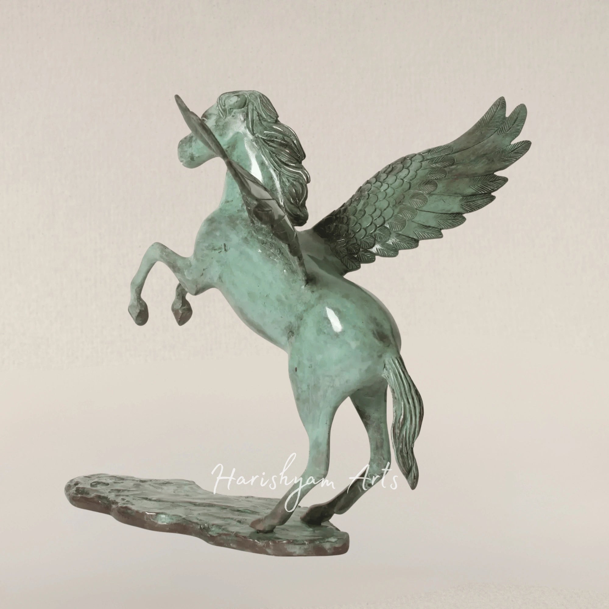 18" Pegasus Brass Art Statue for Mythical Home Decor