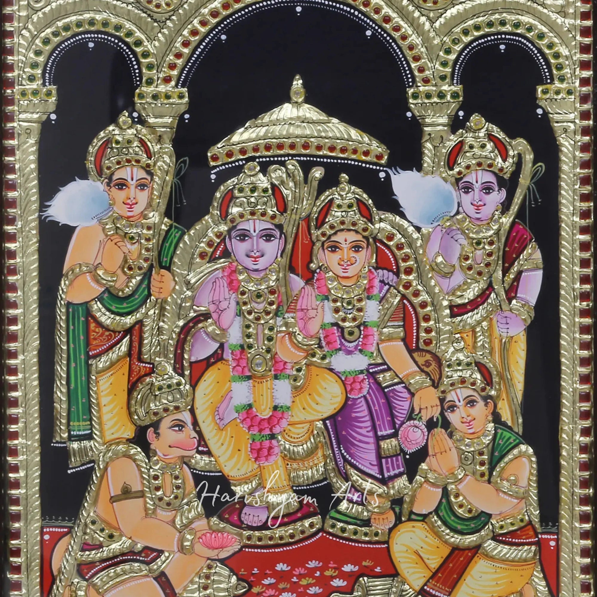 18" Ram Darbar Tanjore Painting in a Decorative Frame