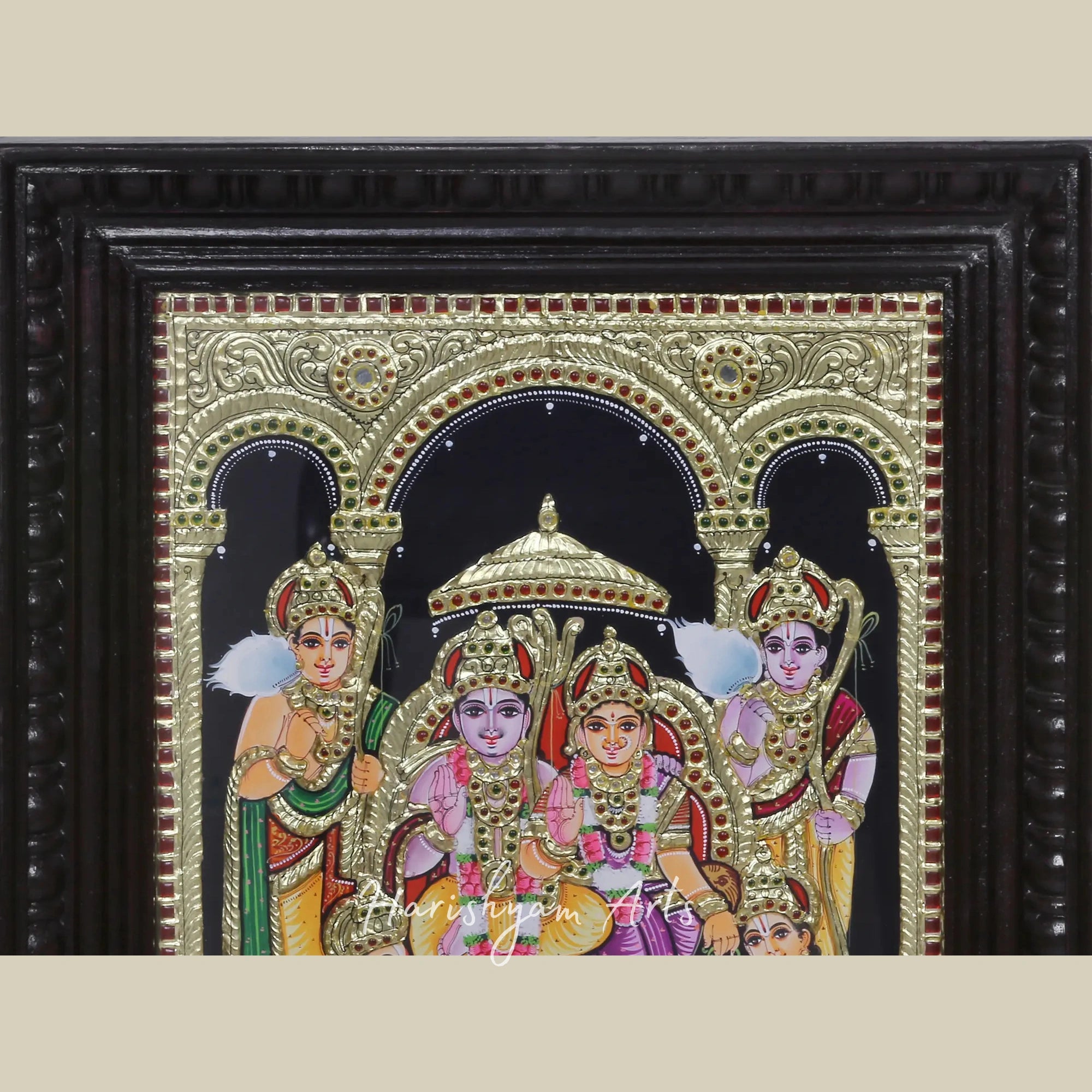 18" Ram Darbar Tanjore Painting in a Decorative Frame