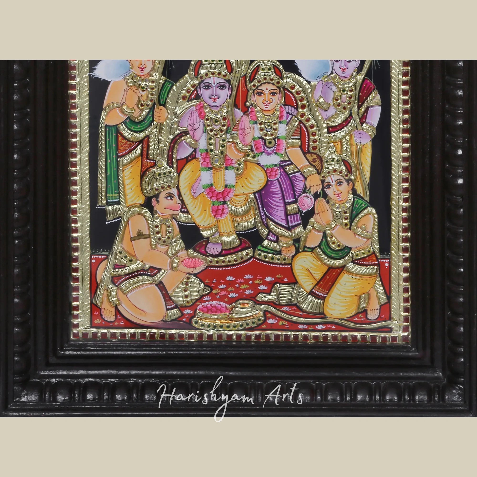 18" Ram Darbar Tanjore Painting in a Decorative Frame