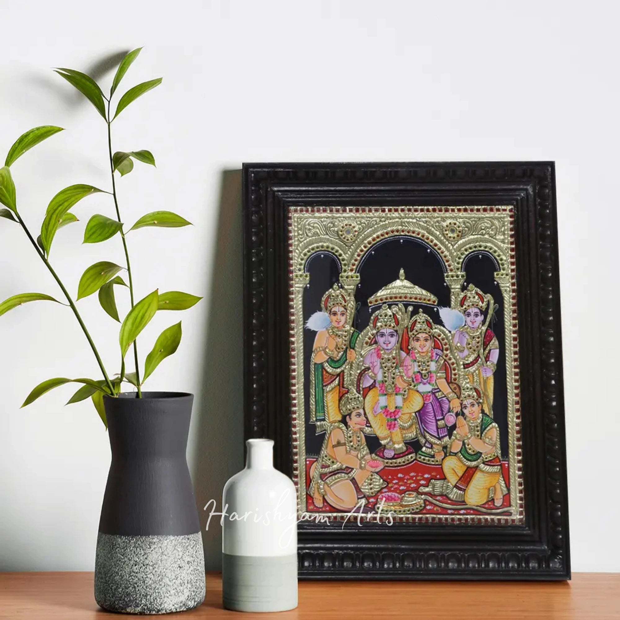 18" Ram Darbar Tanjore Painting in a Decorative Frame