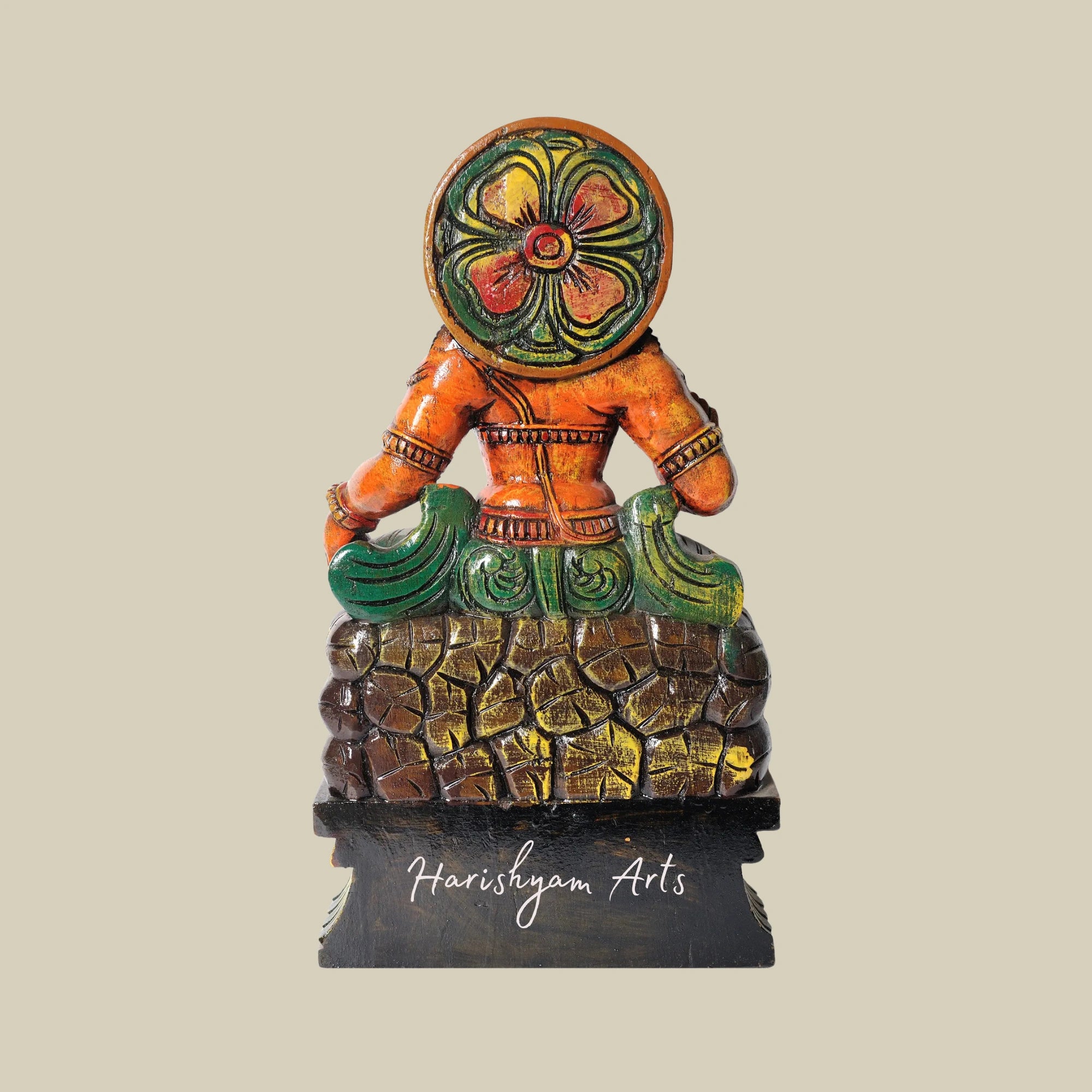 18" Seated Bajrangbali Devotional Wooden Murti