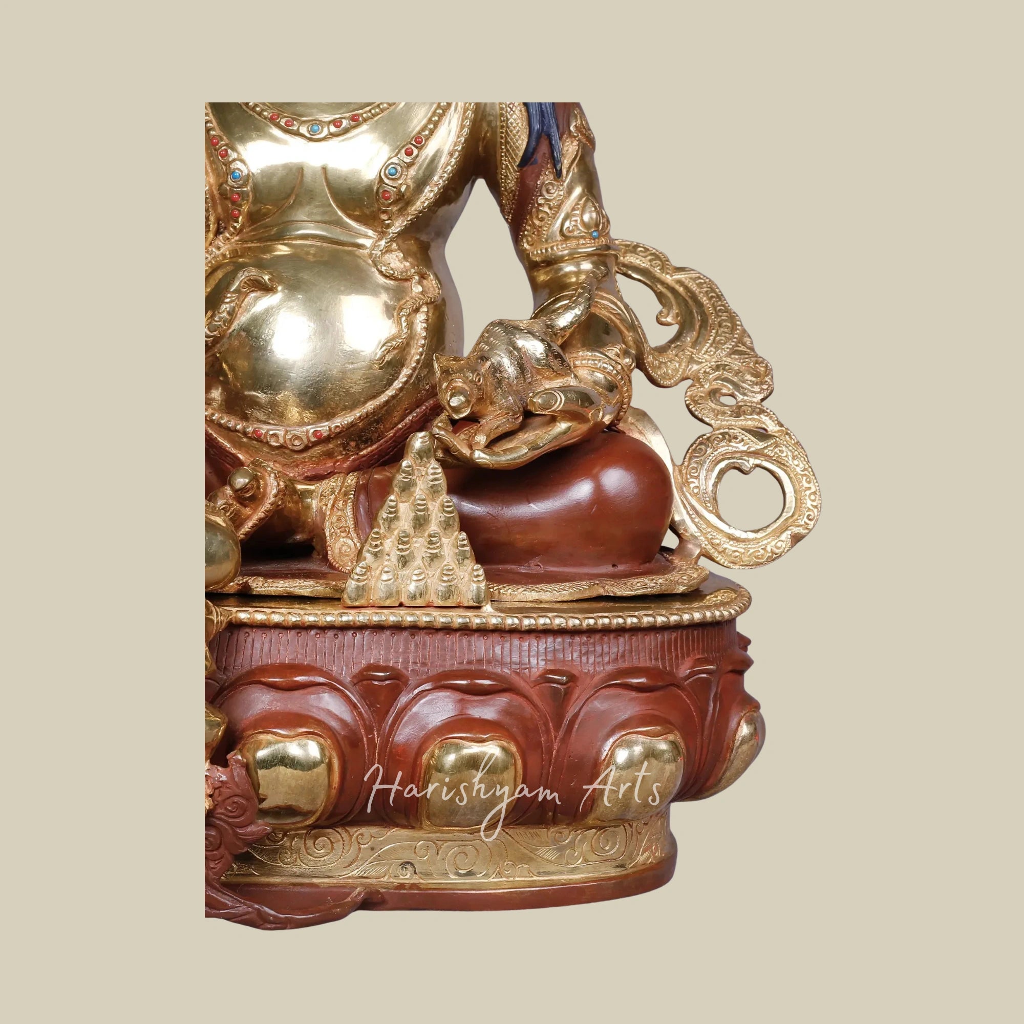 18" Tibetan Kubera Wealth Guardian Copper Statue with Gold Accents