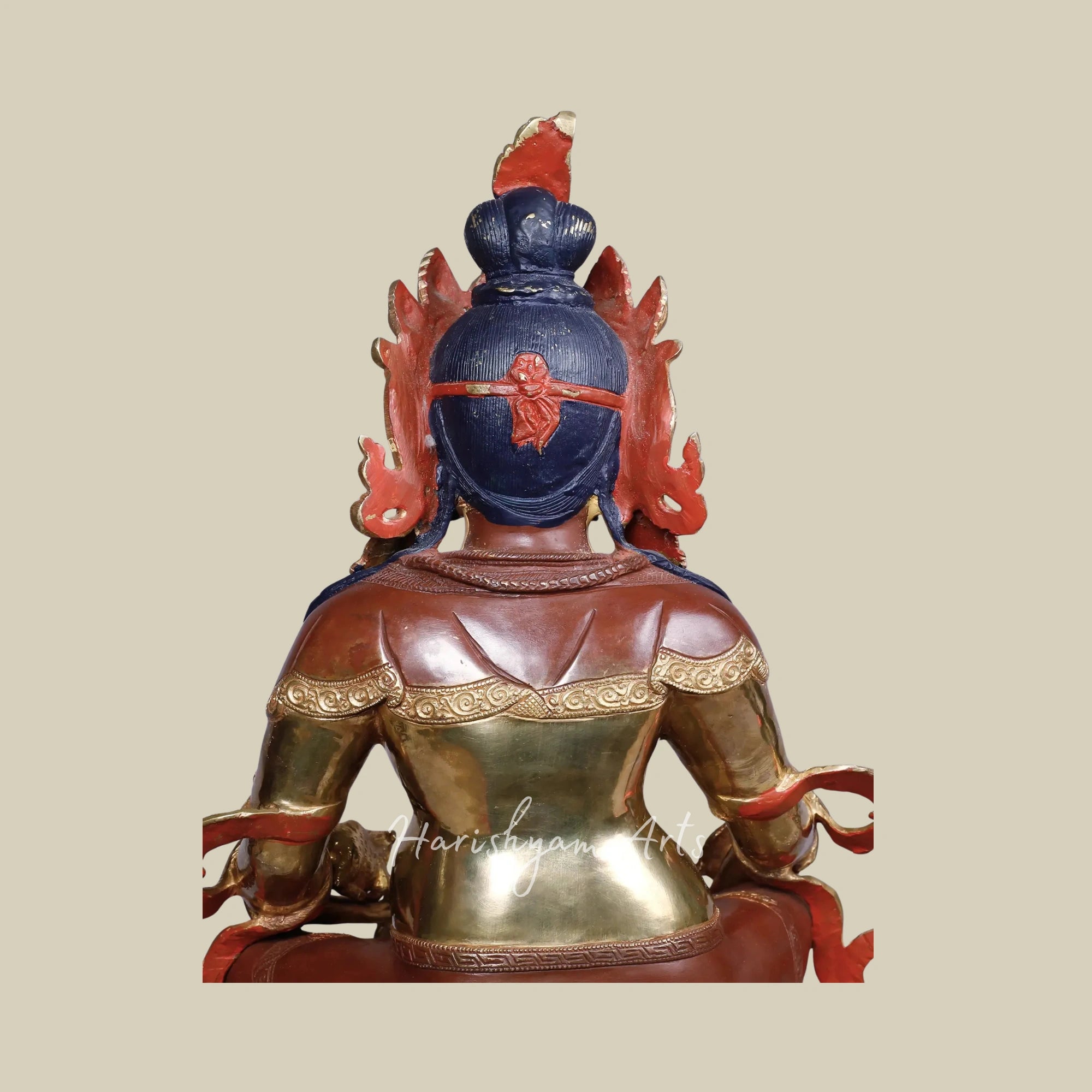 18" Tibetan Kubera Wealth Guardian Copper Statue with Gold Accents
