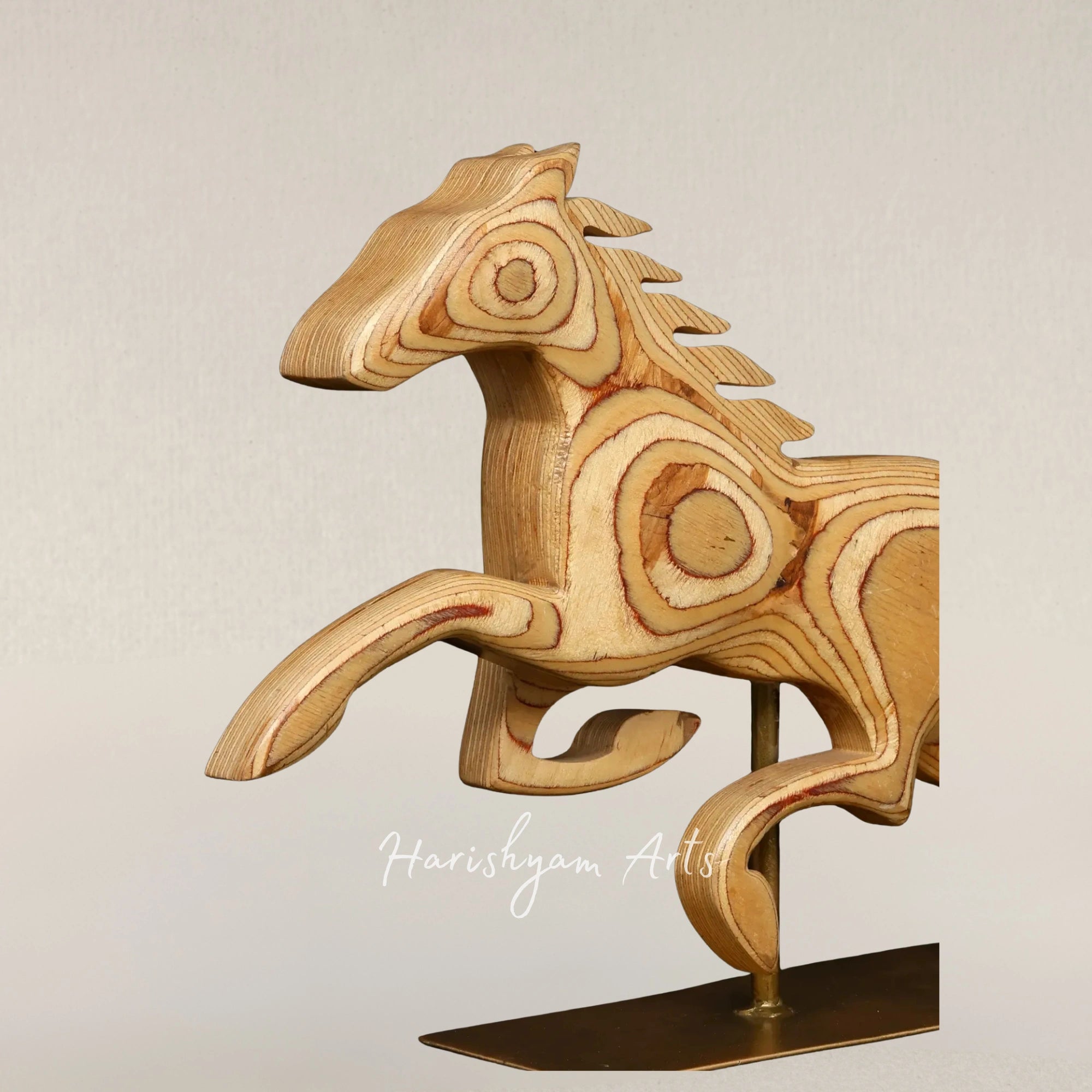 18" Wooden Galloping Horse on Sturdy Iron Stand Table Accent
