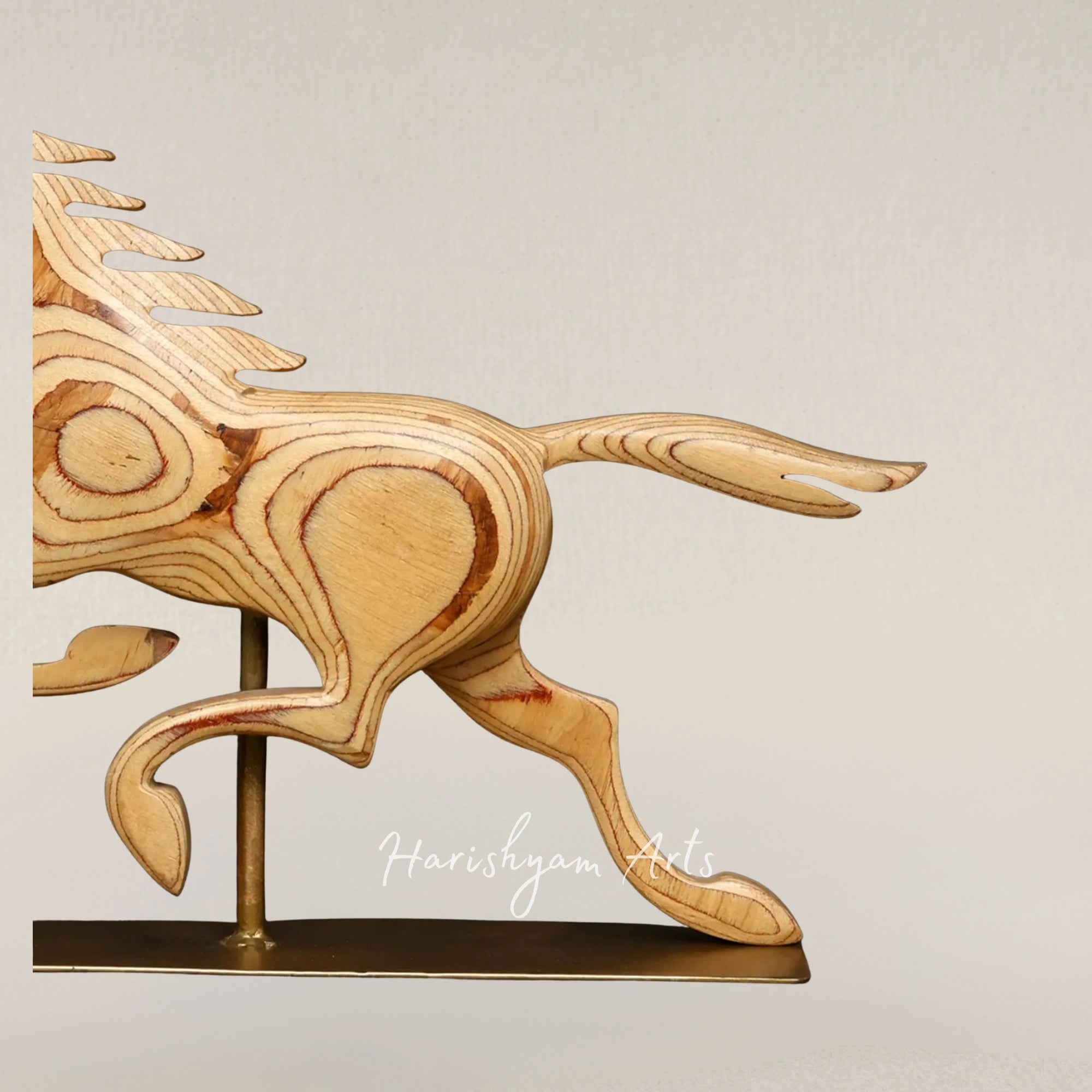 18" Wooden Galloping Horse on Sturdy Iron Stand Table Accent