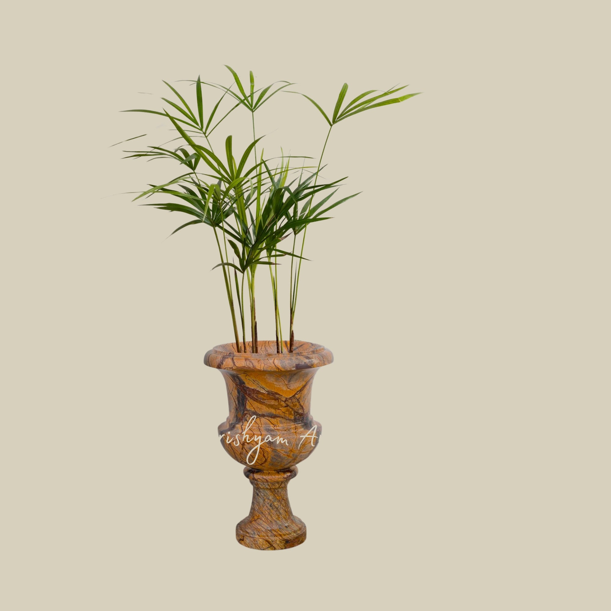 18" Small Marble Tulsi Planter for Home