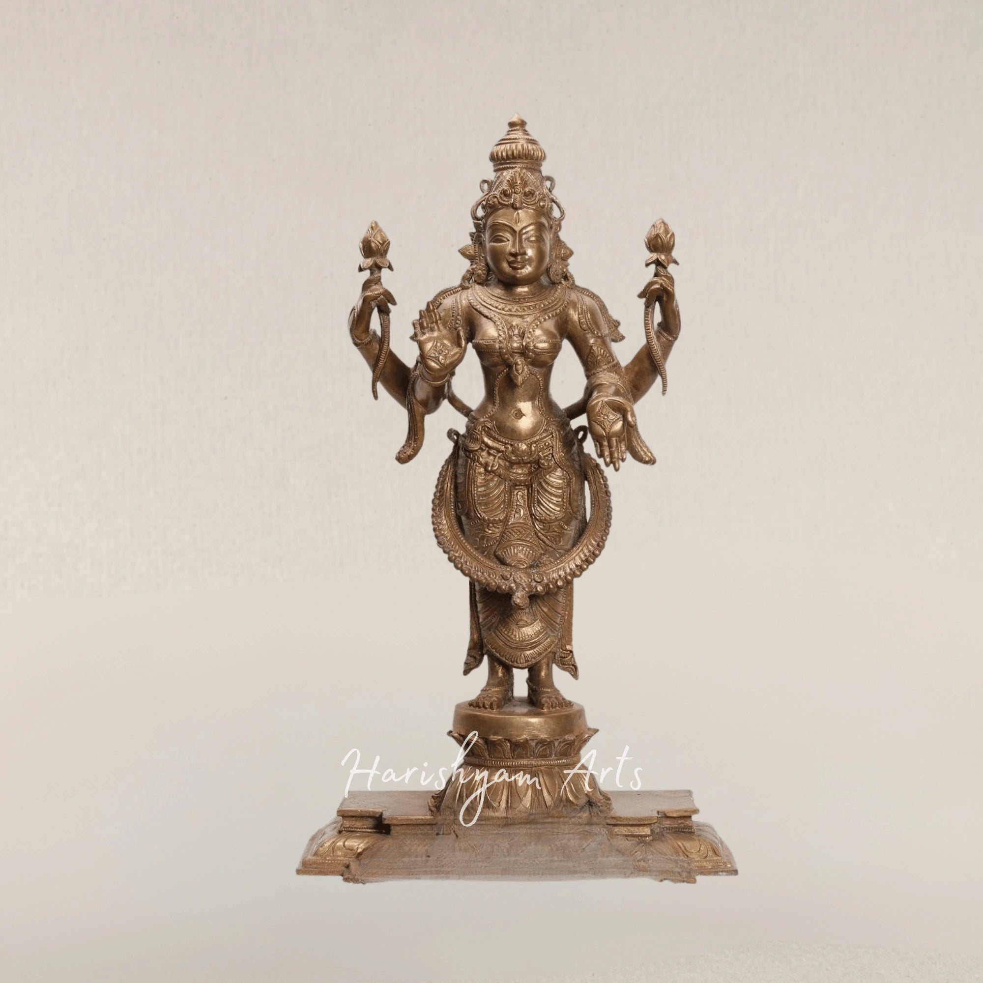 18" Standing Goddess Lakshmi Handcrafted Bronze Prosperity Idol