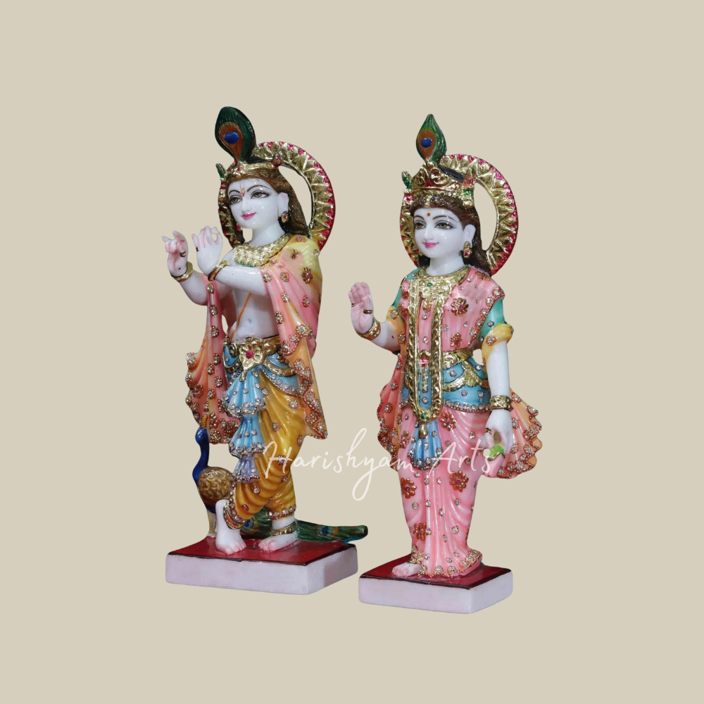 18" beauitful radha krishna makrana marble  idol