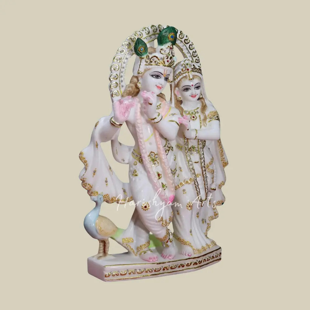 18" Beautiful Handcarved Radha Krishna Marble Idol