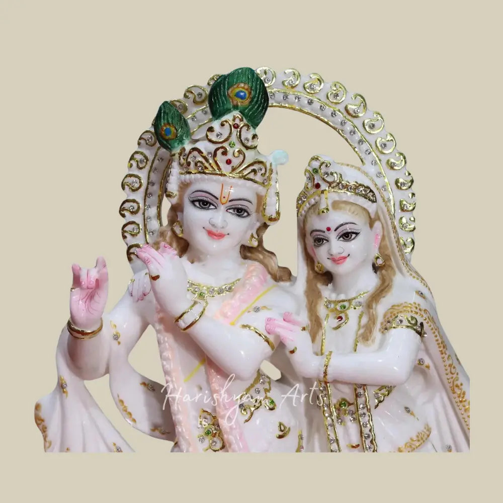 18" Beautiful Handcarved Radha Krishna Marble Idol