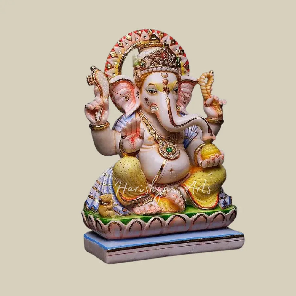 18" Colourful Ganesha Marble Murti