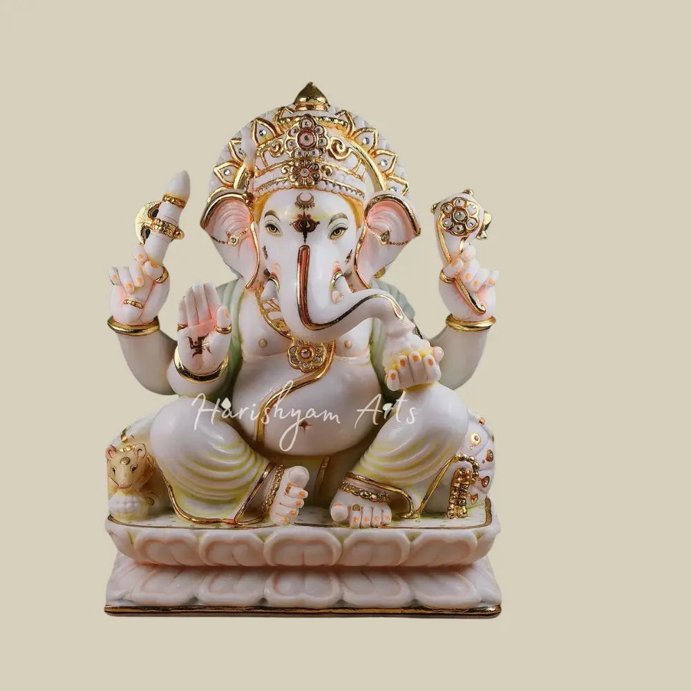 18" Handmade Marble Ganesha Statue