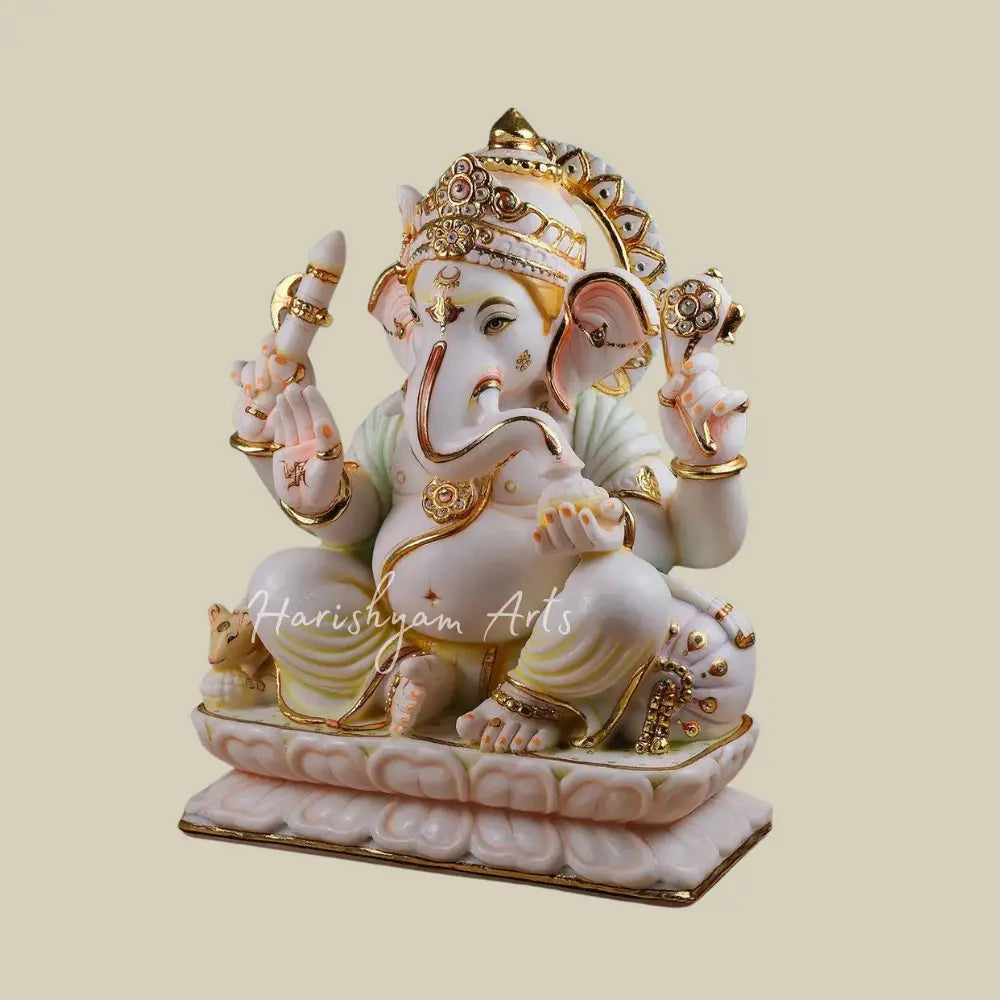 18" Handmade Marble Ganesha Statue