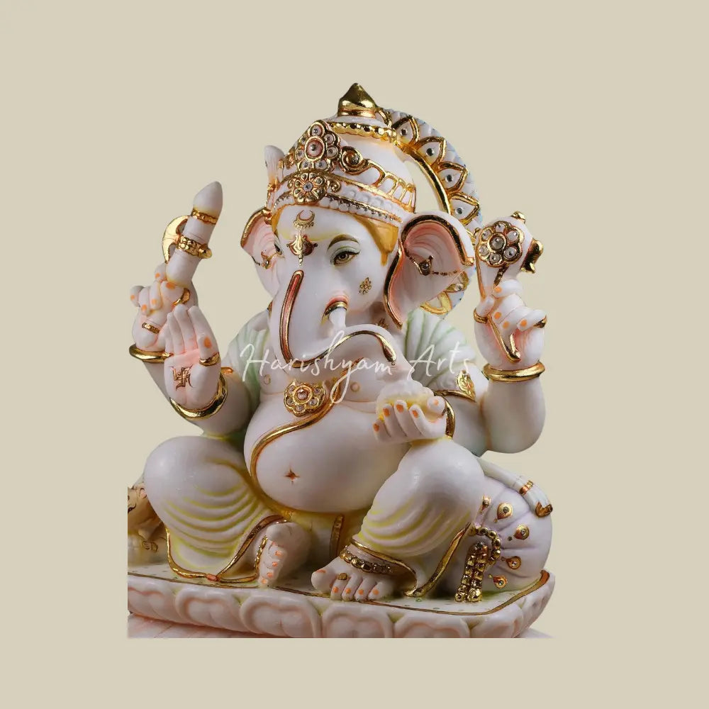 18" Handmade Marble Ganesha Statue