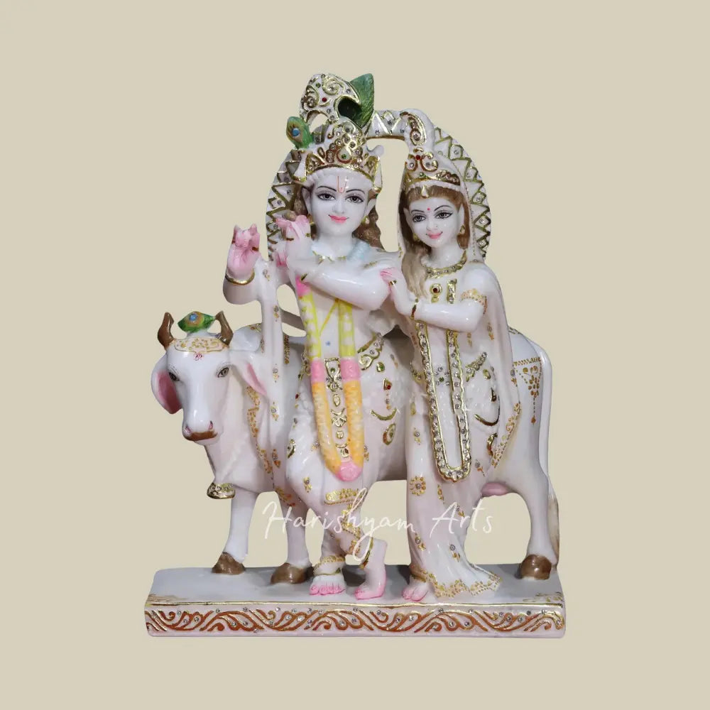 18" Holy Cow With Radha And Krishna