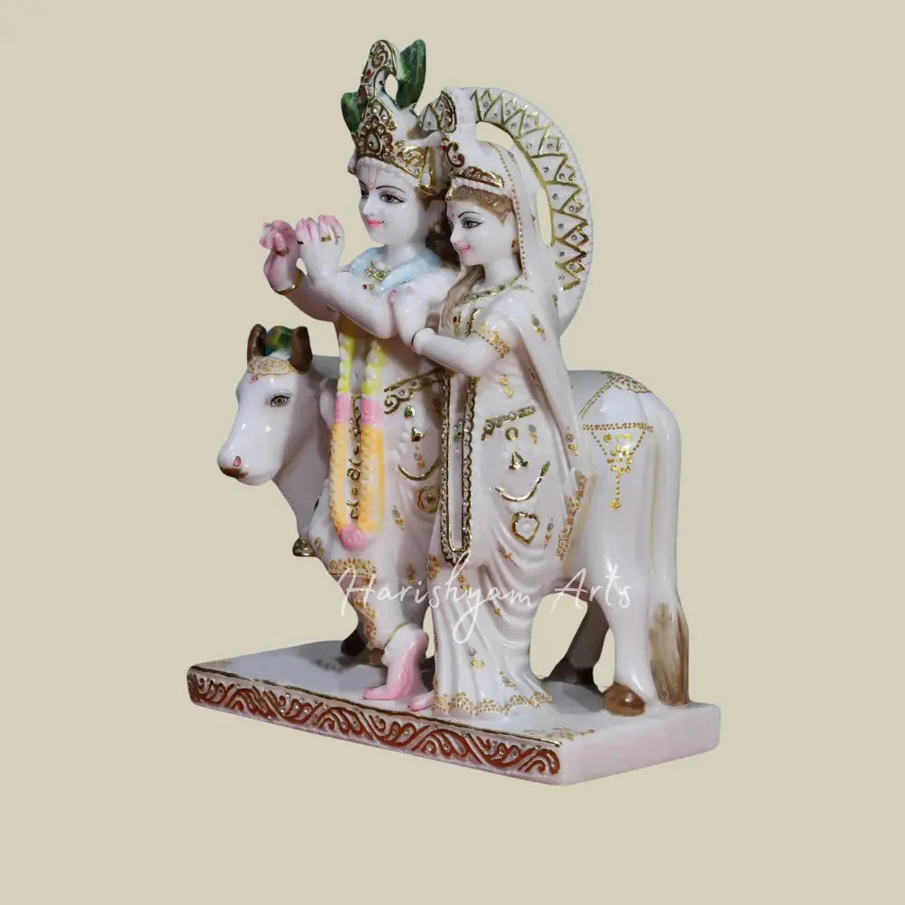 18" Holy Cow With Radha And Krishna