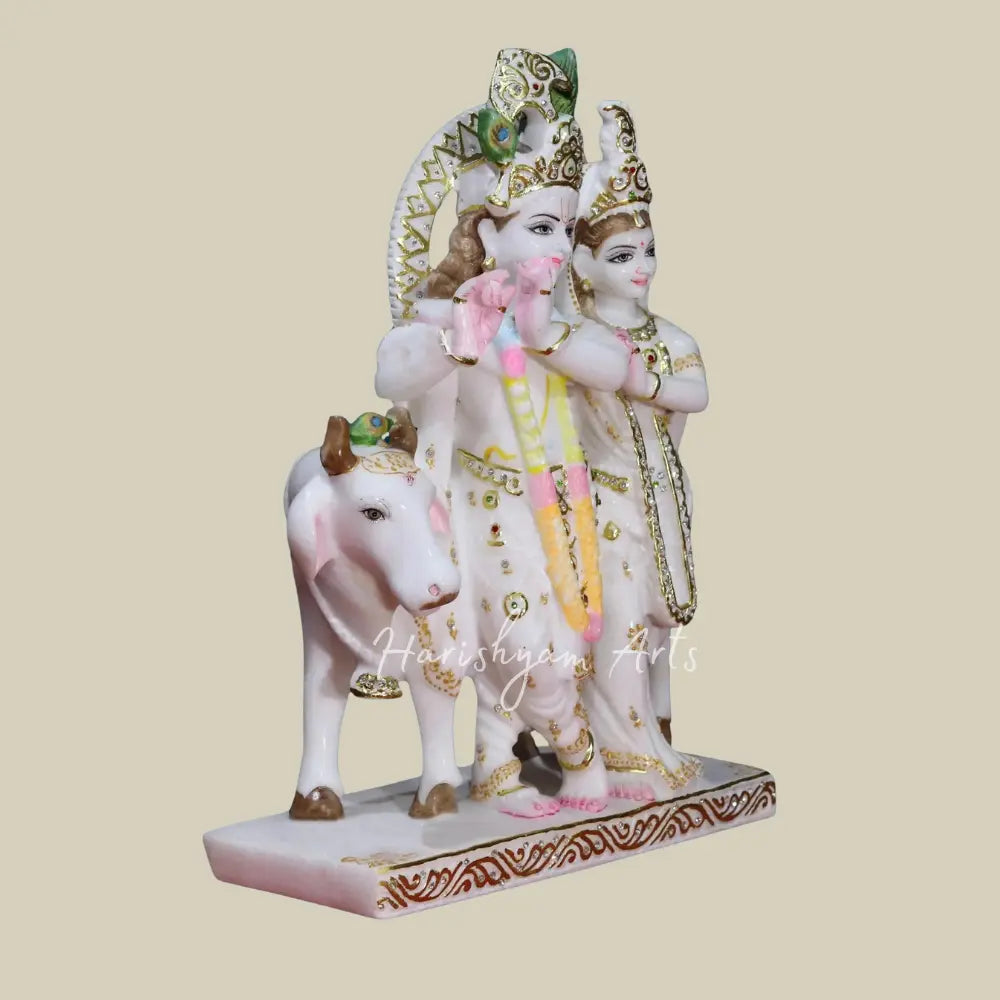 18" Holy Cow With Radha And Krishna