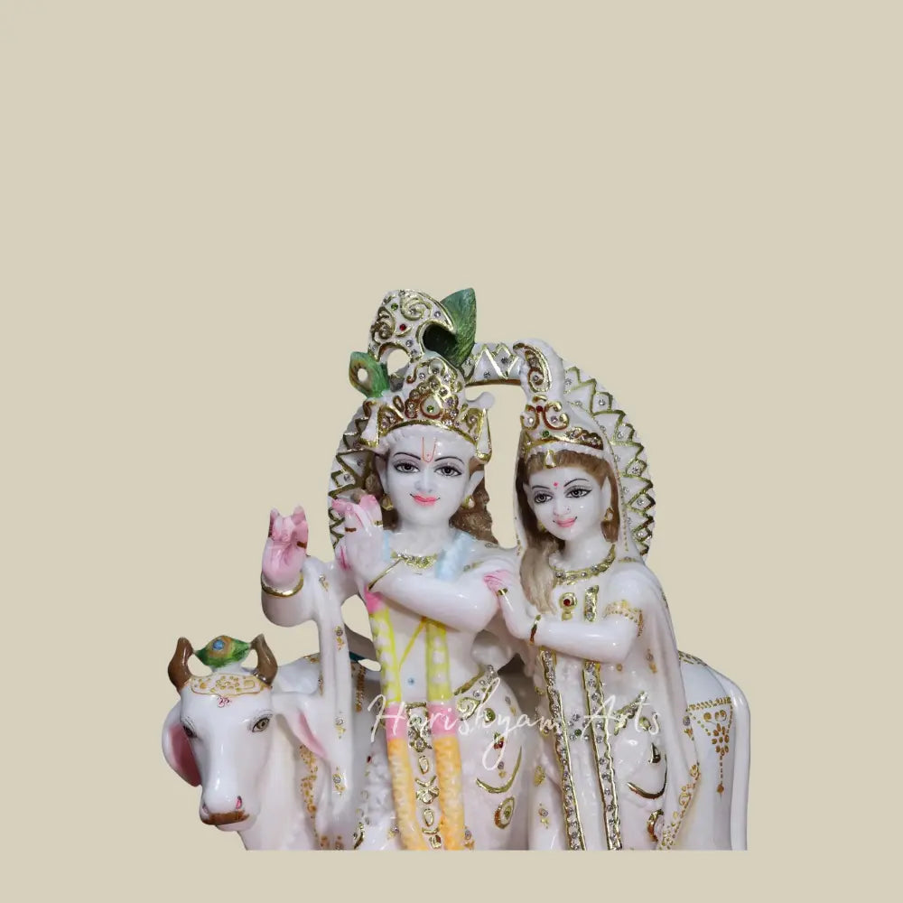 18" Holy Cow With Radha And Krishna