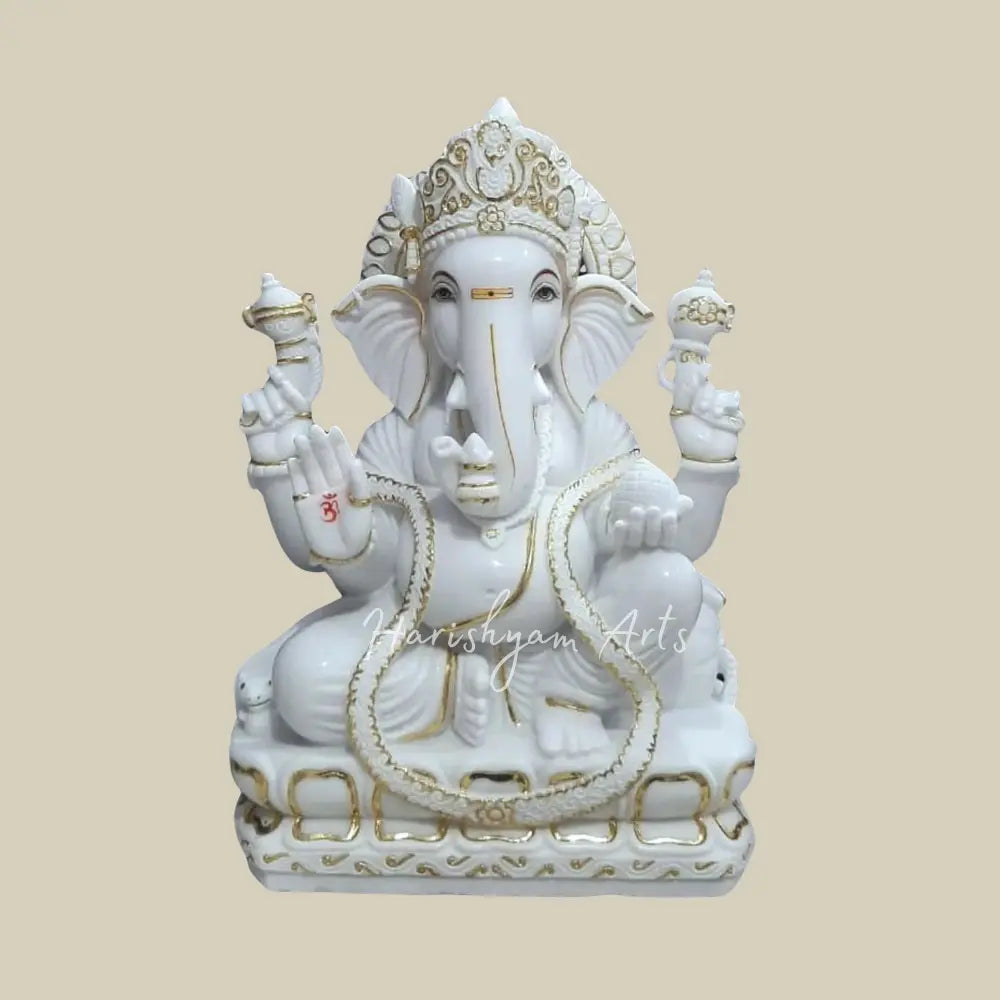 18" Lord Gajanan Marble Statue