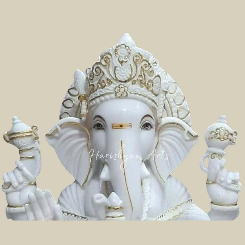 18" Lord Gajanan Marble Statue