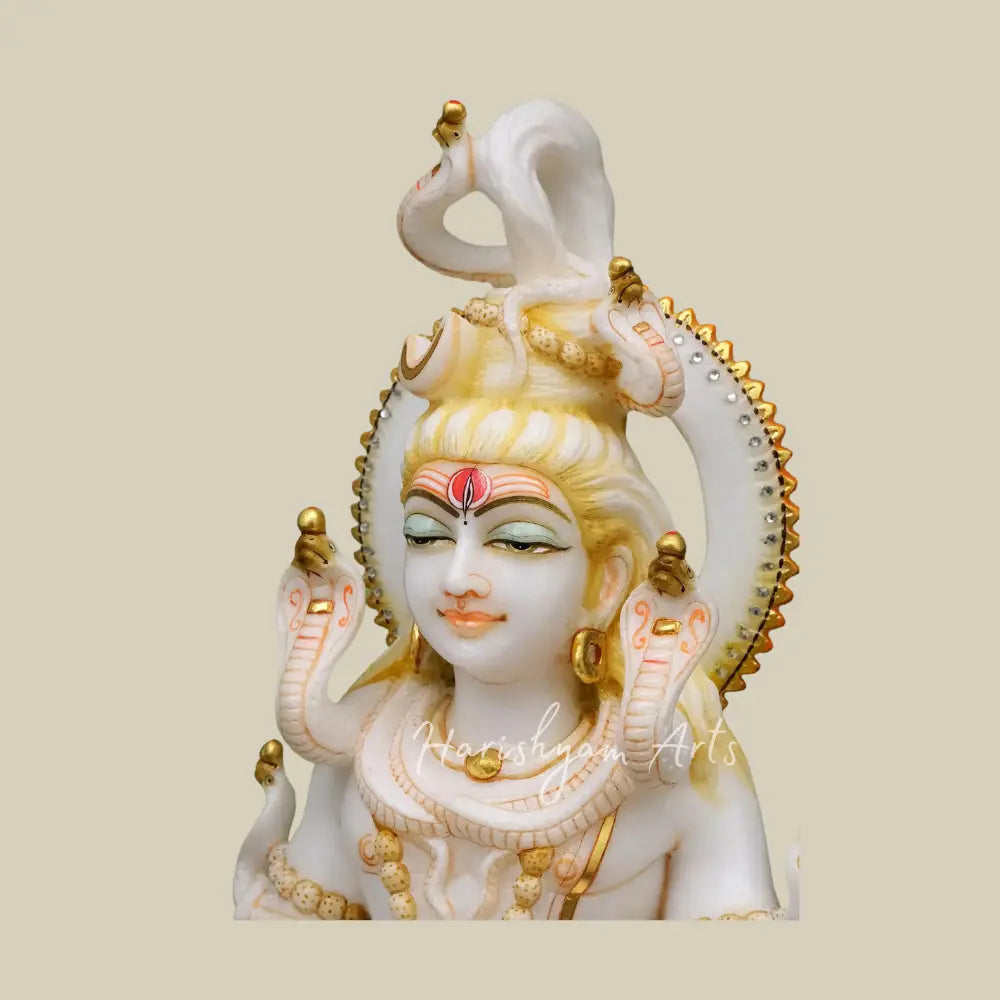 18" Mahadev Statue in White Marble