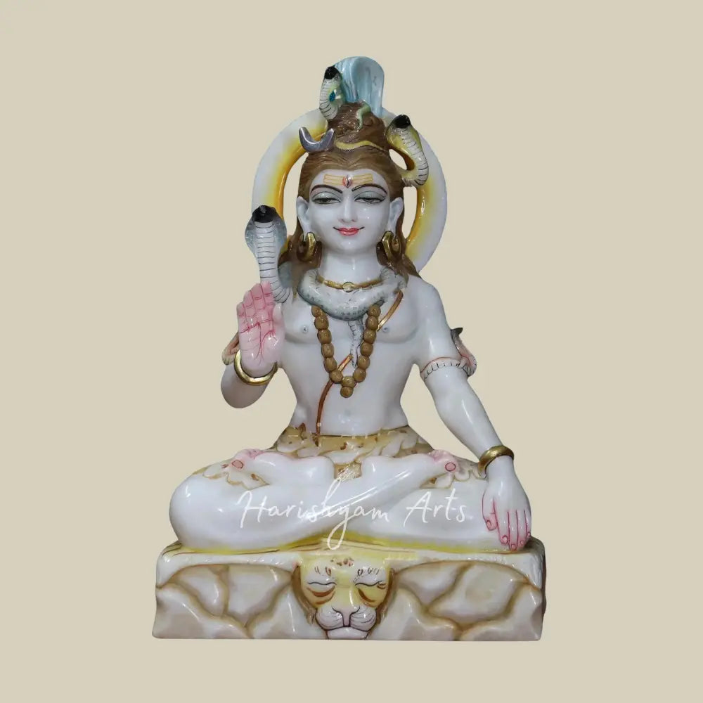 18" Mahadev White Makrana Marble Idol