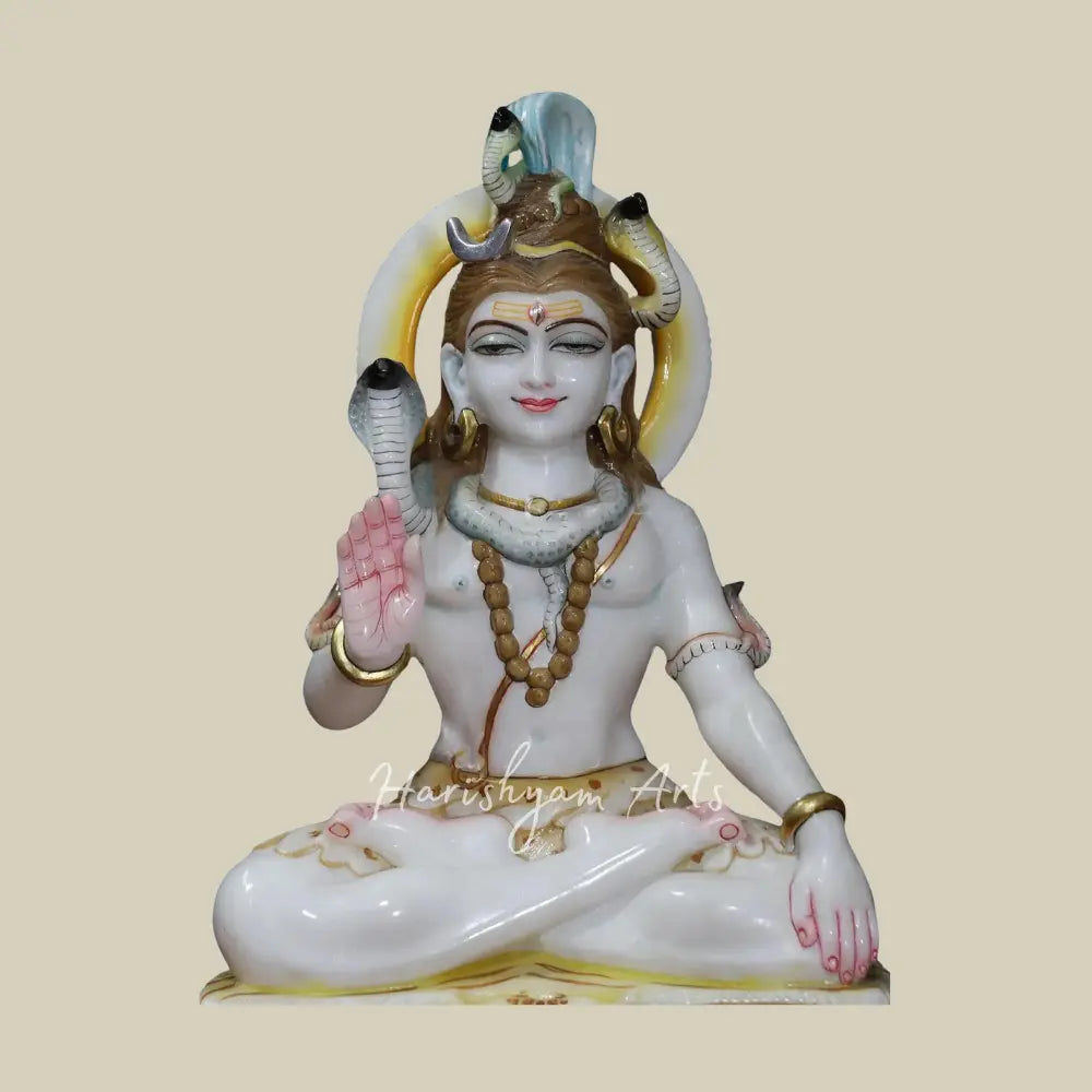 18" Mahadev White Makrana Marble Idol