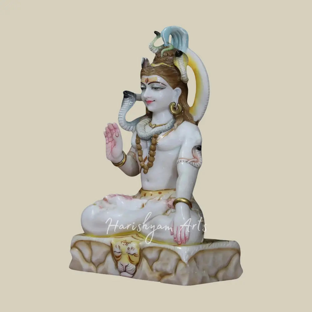 18" Mahadev White Makrana Marble Idol