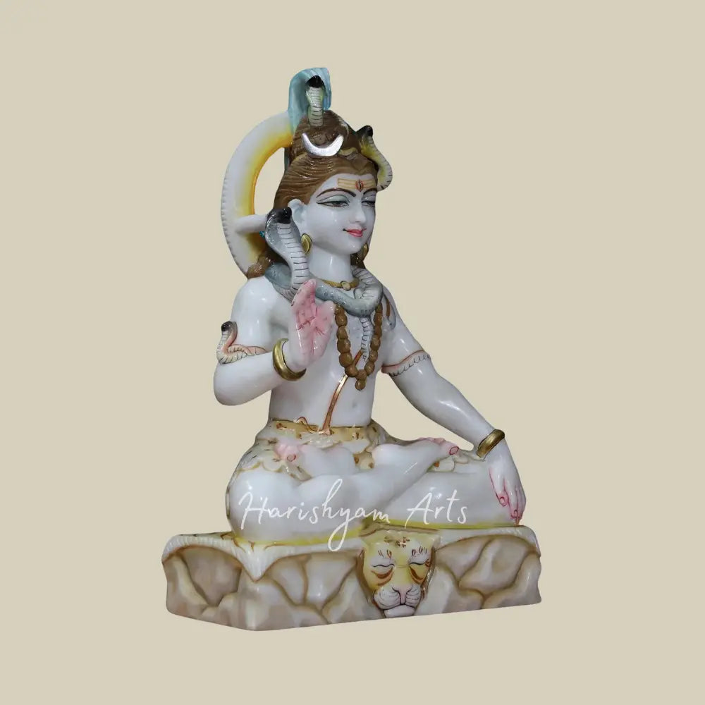 18" Mahadev White Makrana Marble Idol