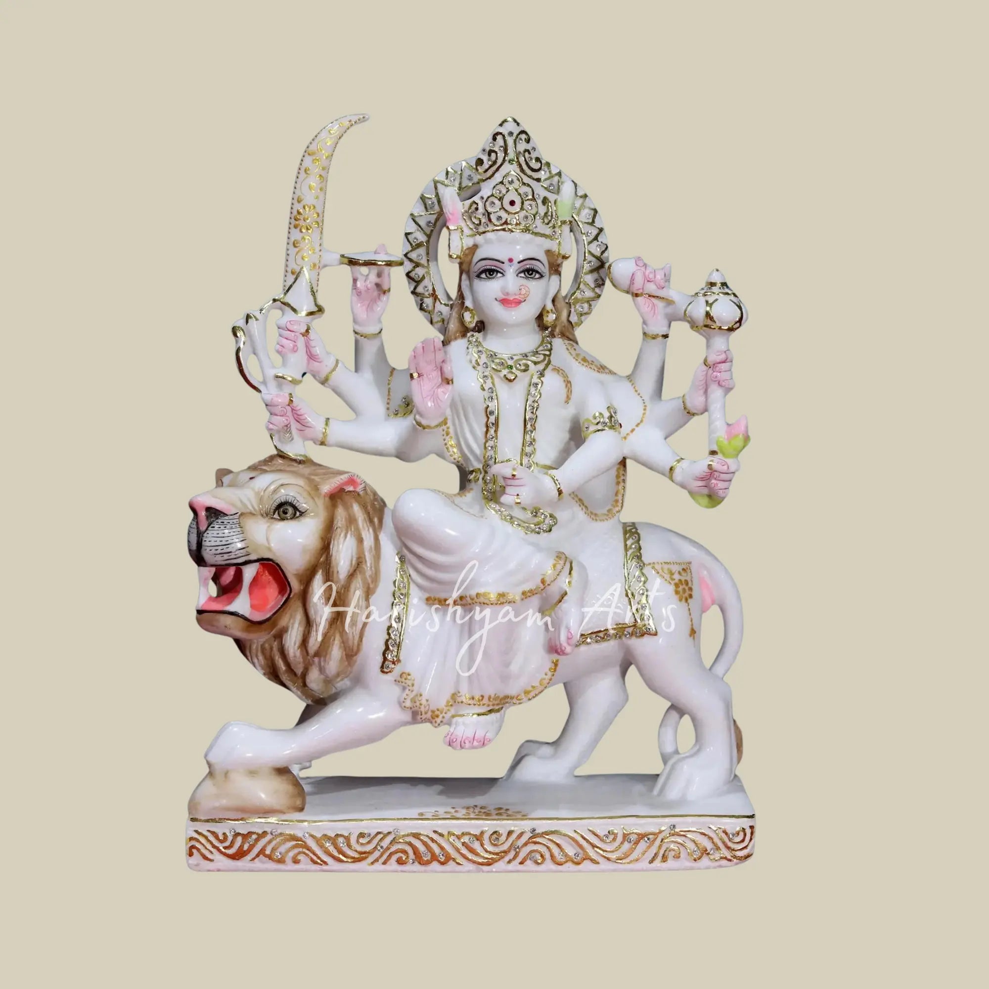 18" Makrana Marble Statue of Durga Maa Idol