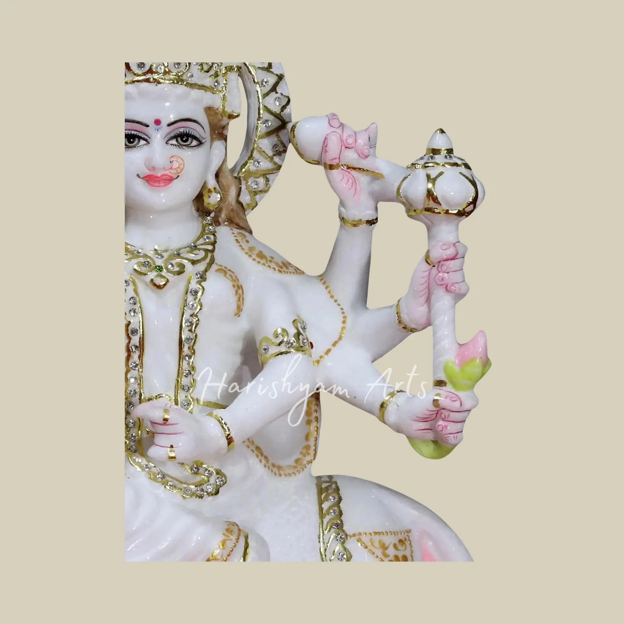 18" Makrana Marble Statue of Durga Maa Idol