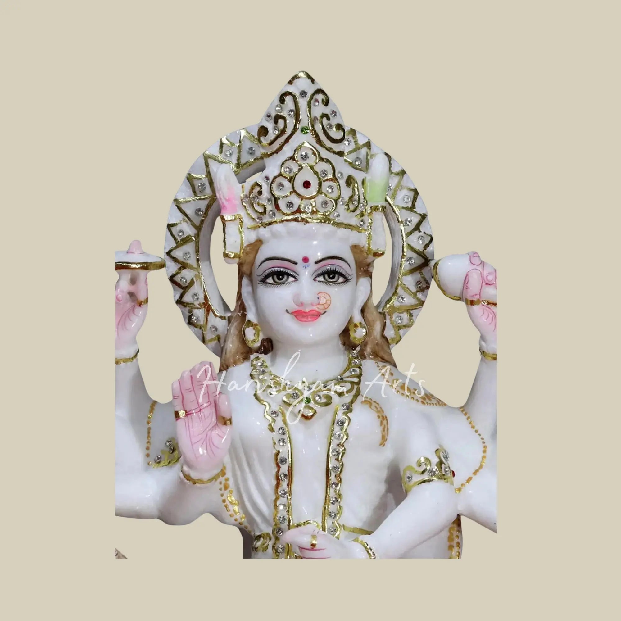 18" Makrana Marble Statue of Durga Maa Idol