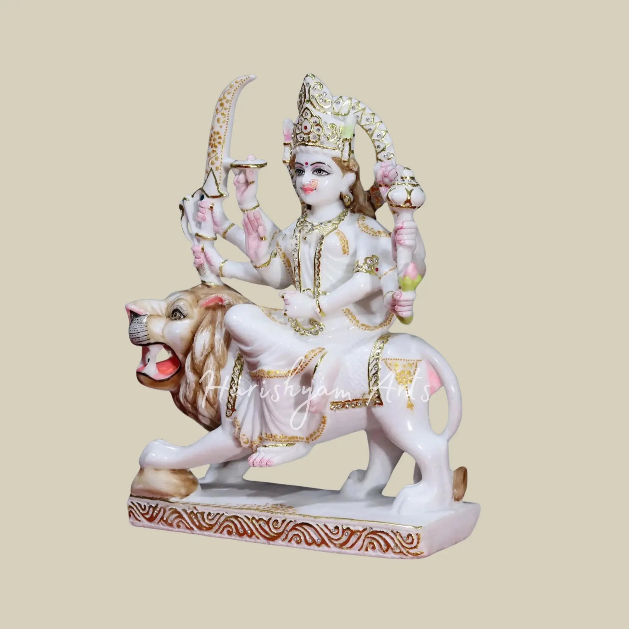 18" Makrana Marble Statue of Durga Maa Idol