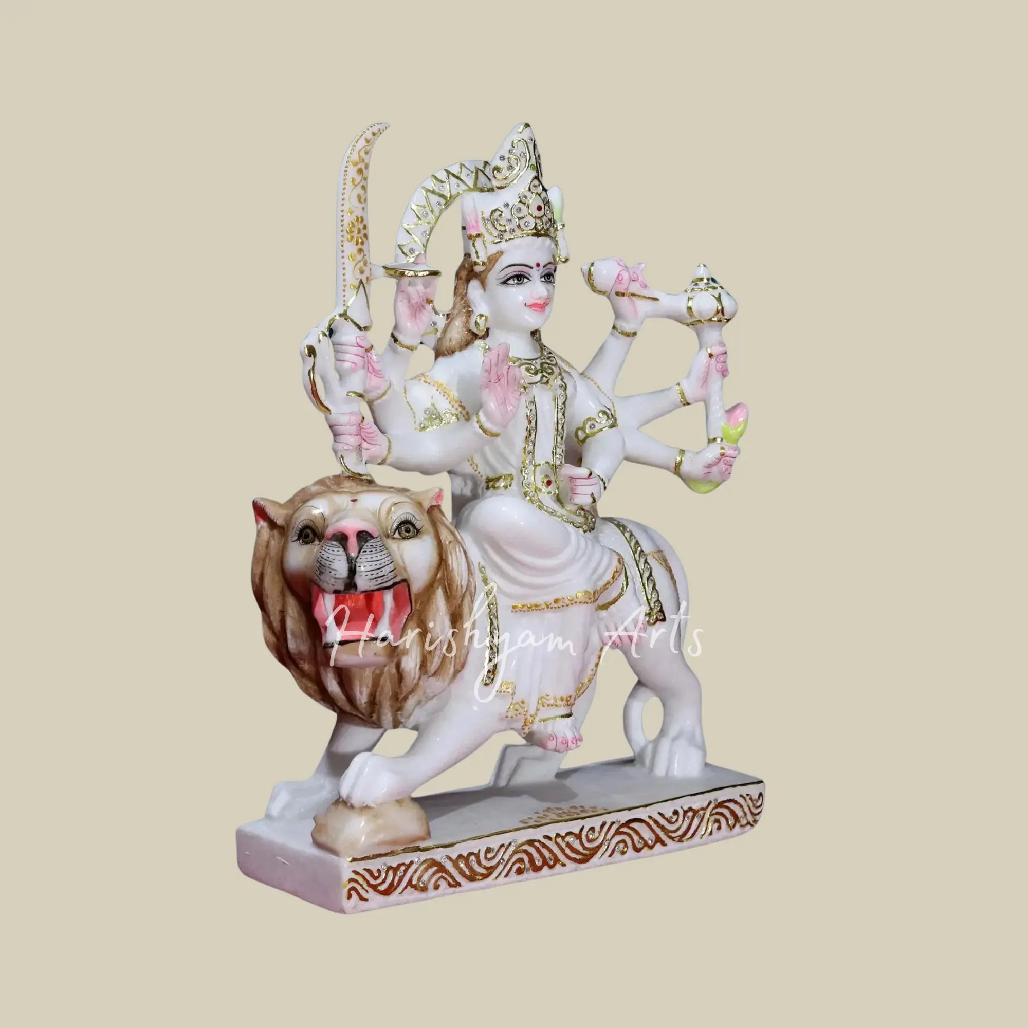 18" Makrana Marble Statue of Durga Maa Idol