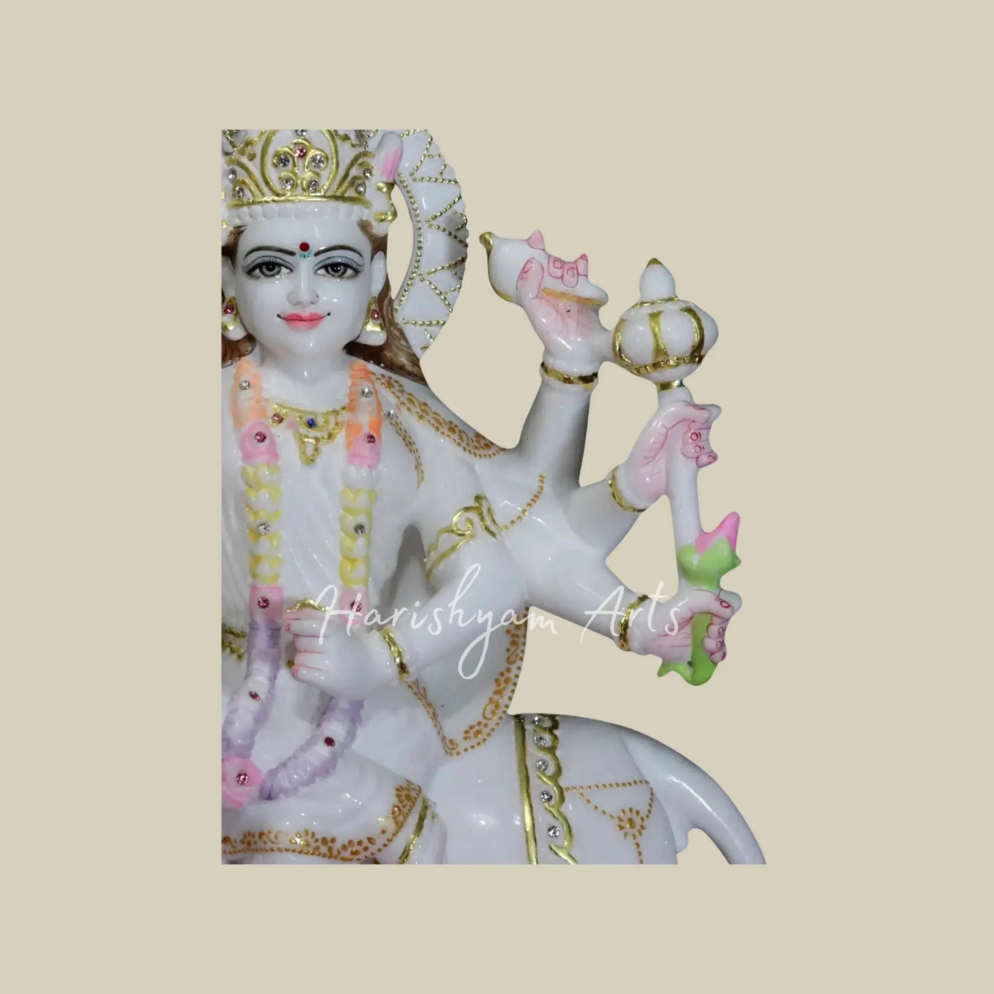 18"Marble Durga idol for home