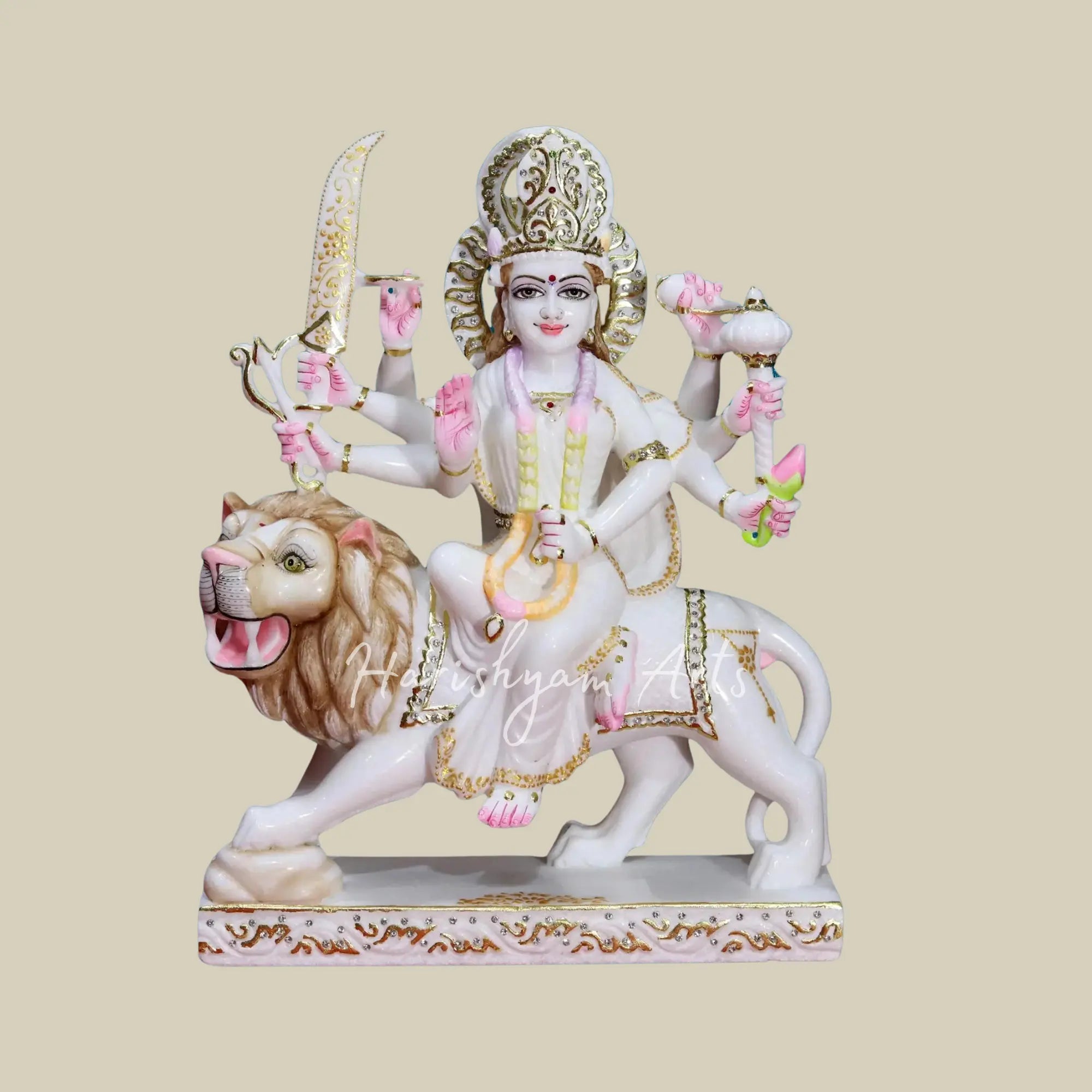 18" Marble Durga idol for temple