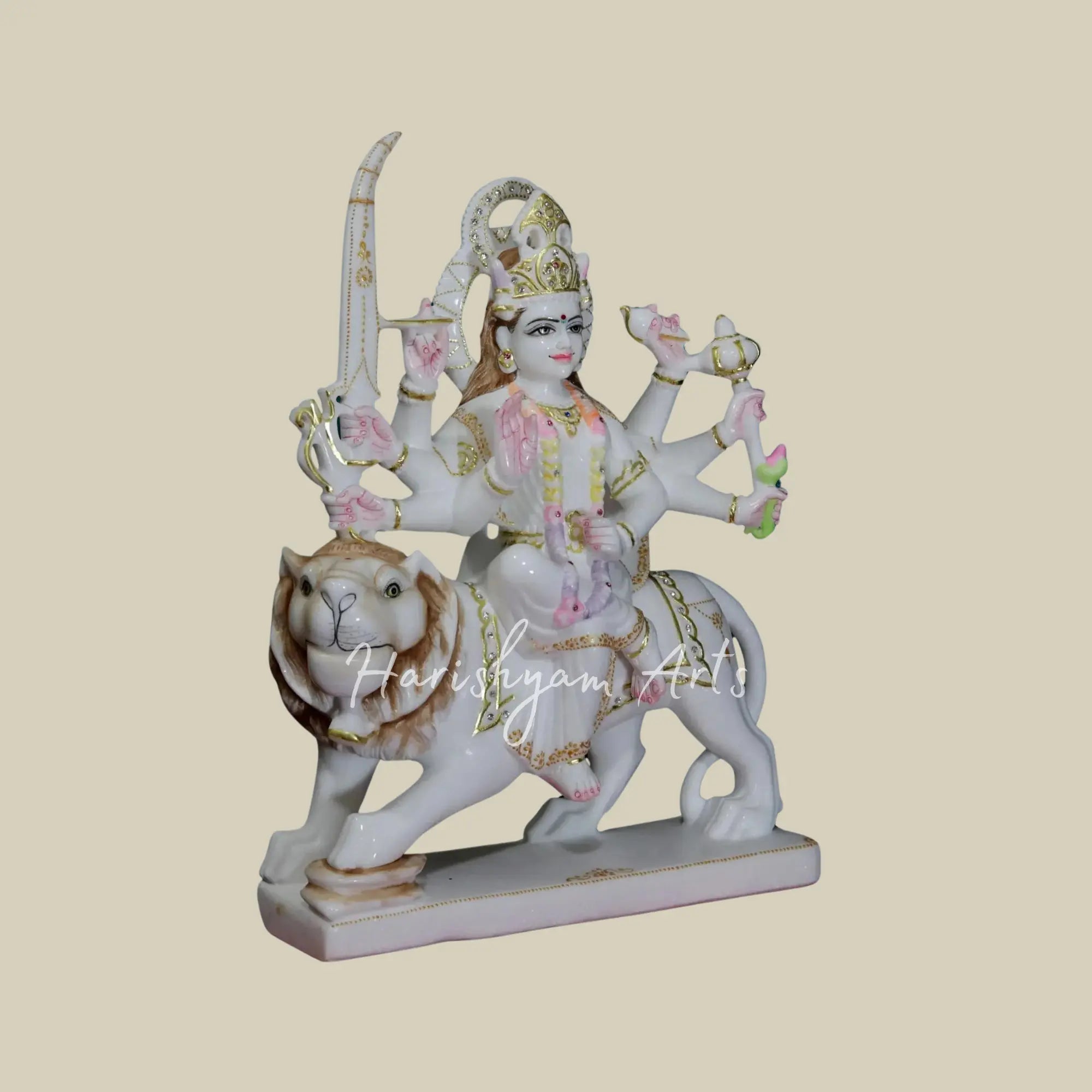 18" Marble Durga idol for temple