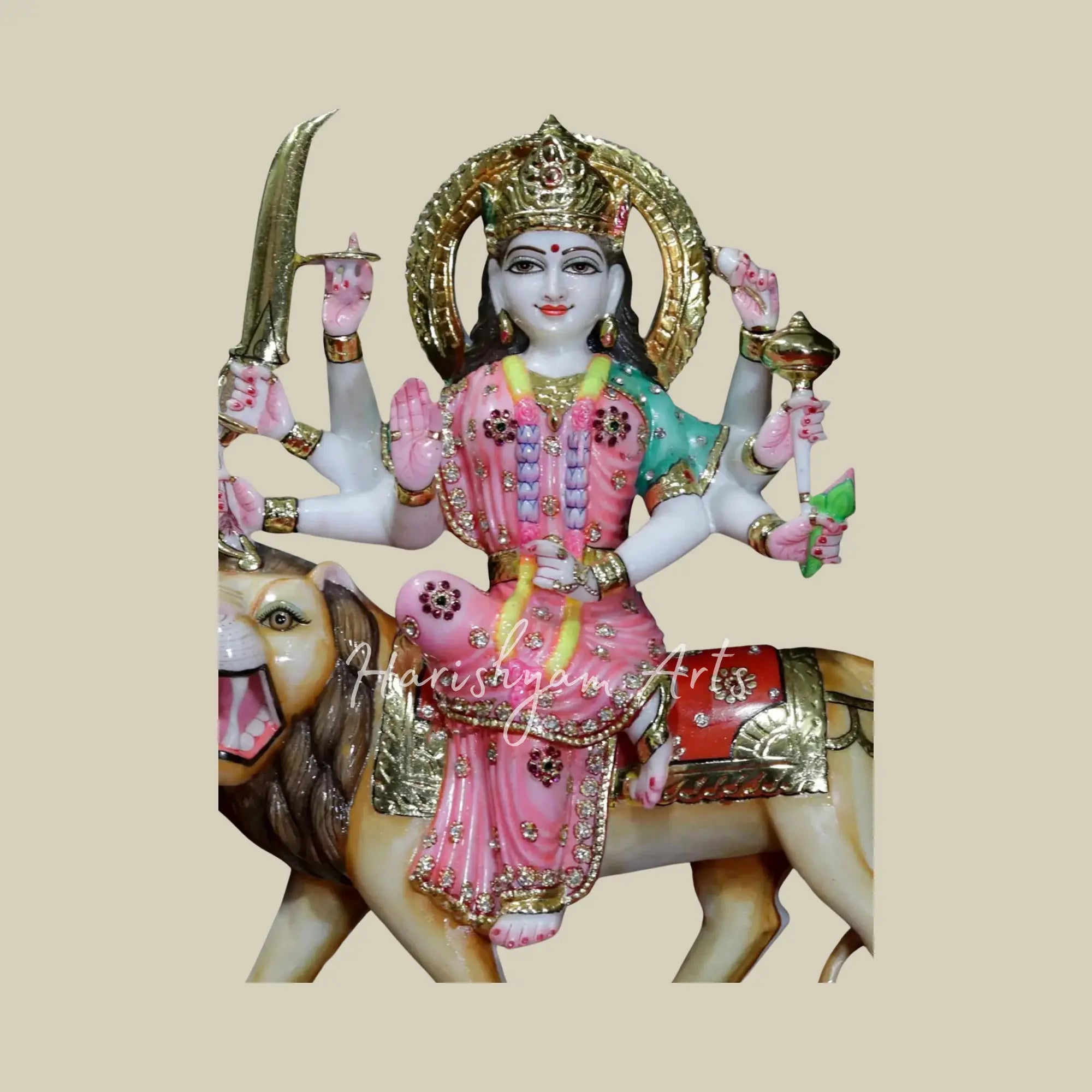 18" Marble Durga maa idol for puja