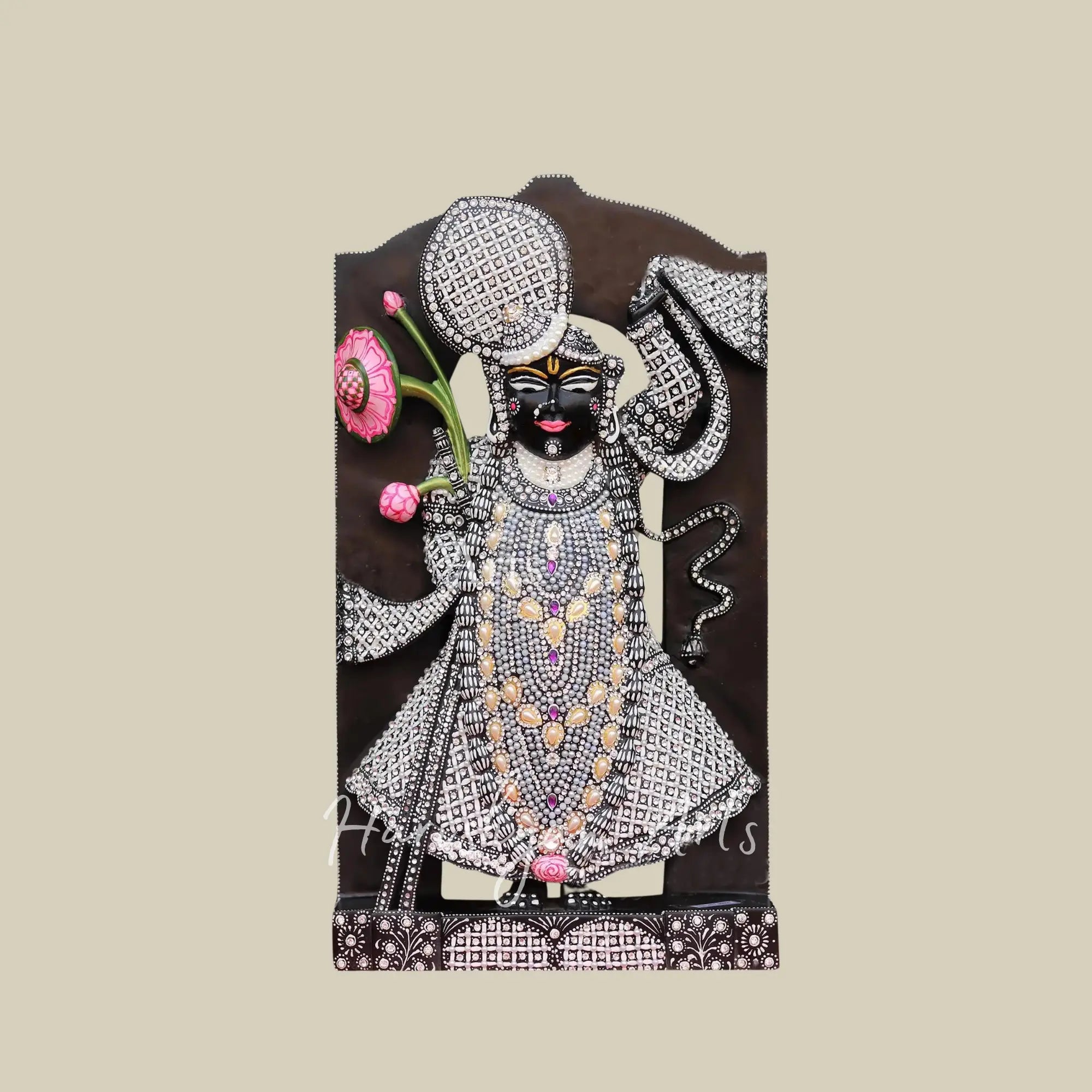 18 inches Nathdwara Shrinathji Murti in Black Marble